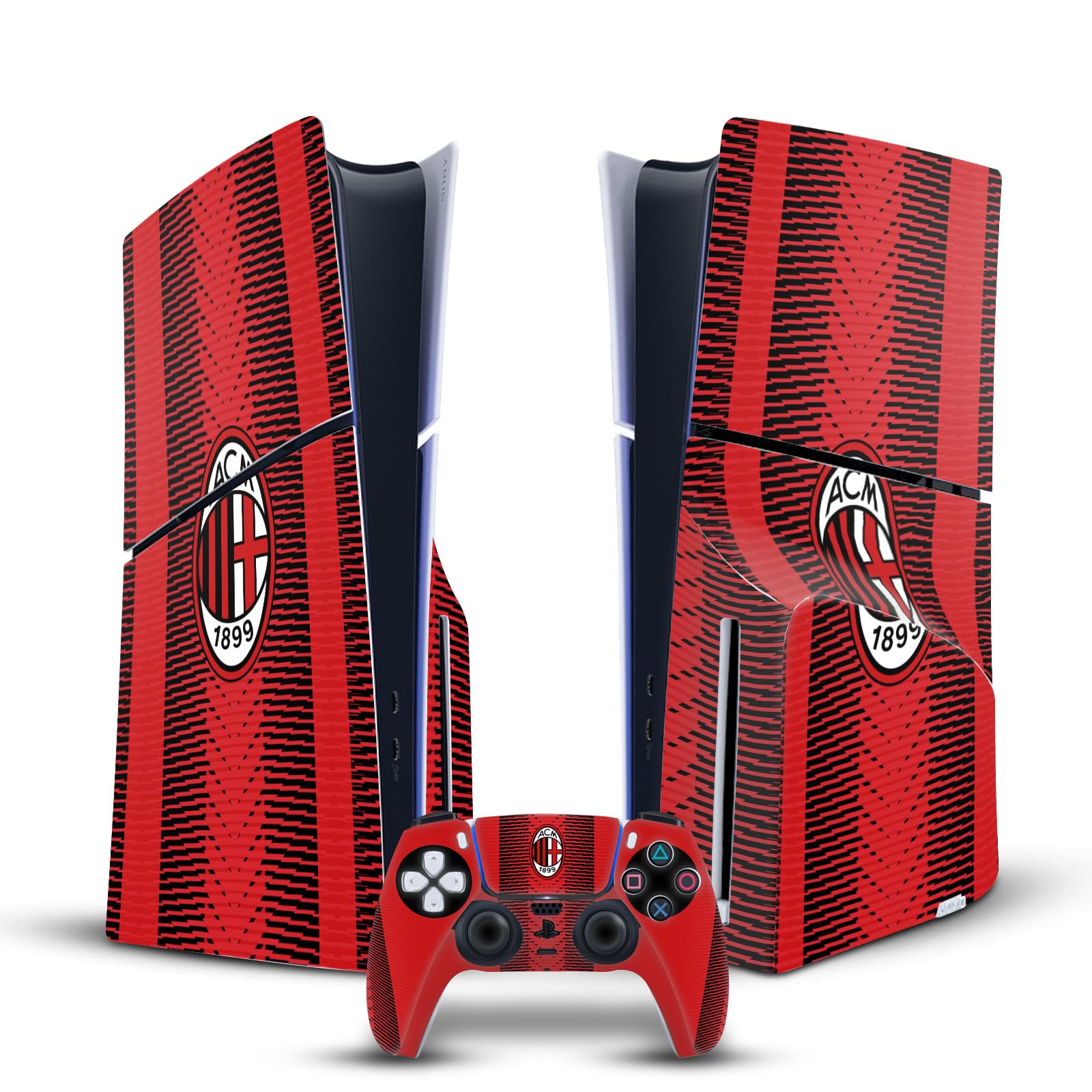 Official AC Milan Home Kit 2023/24 Vinyl Sticker - Compatible with Sony PS5 Slim/Pro & DualSense Controller - Gaming Skin Decal for Console & Accessories - Perfect for Soccer Fans & PlayStation Enthusiasts
