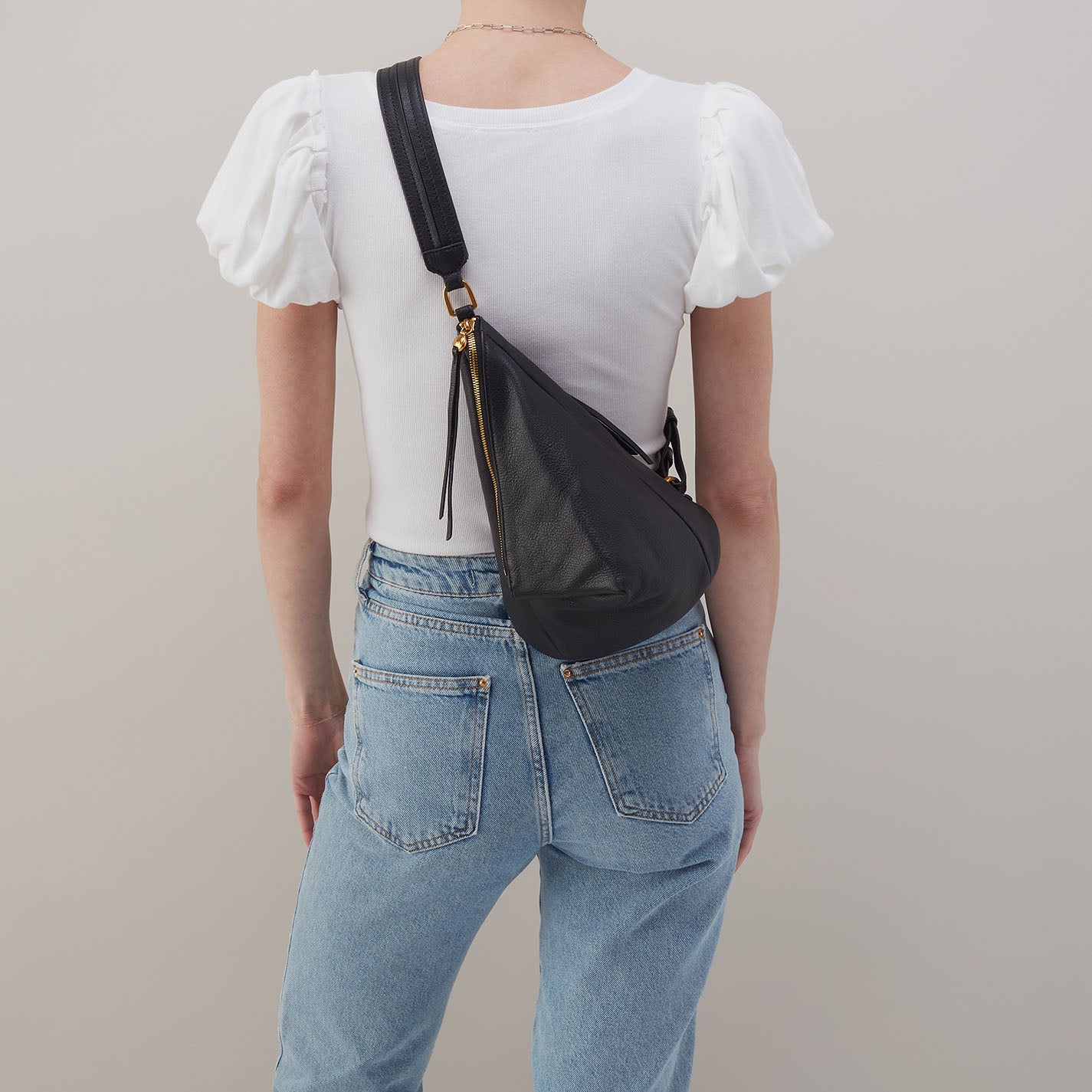 Sway Small Sling Bag in Pebbled Leather - Black Crossbody Purse for Women | Perfect for Travel, Shopping & Everyday Use