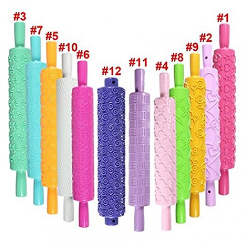 12-Piece Baking Tools Set - Fondant Cake Decorating Rolling Pin with 9 Patterns | Premium Home Kitchen Accessories for Baking, Cake Decorating & DIY Crafts