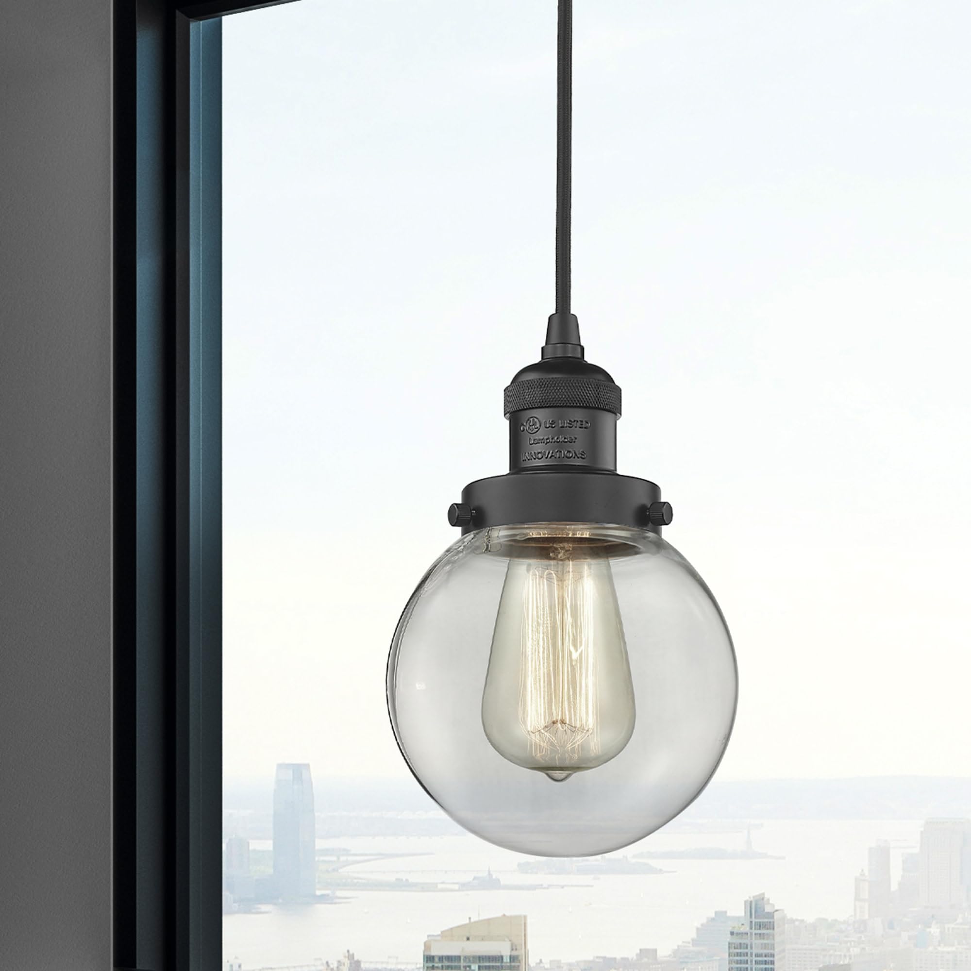 Innovations 201C-OB-G202-6 1 Light Mini Pendant Light Fixture in Oil Rubbed Bronze Finish - Perfect for Kitchen Island, Dining Room, or Entryway Lighting