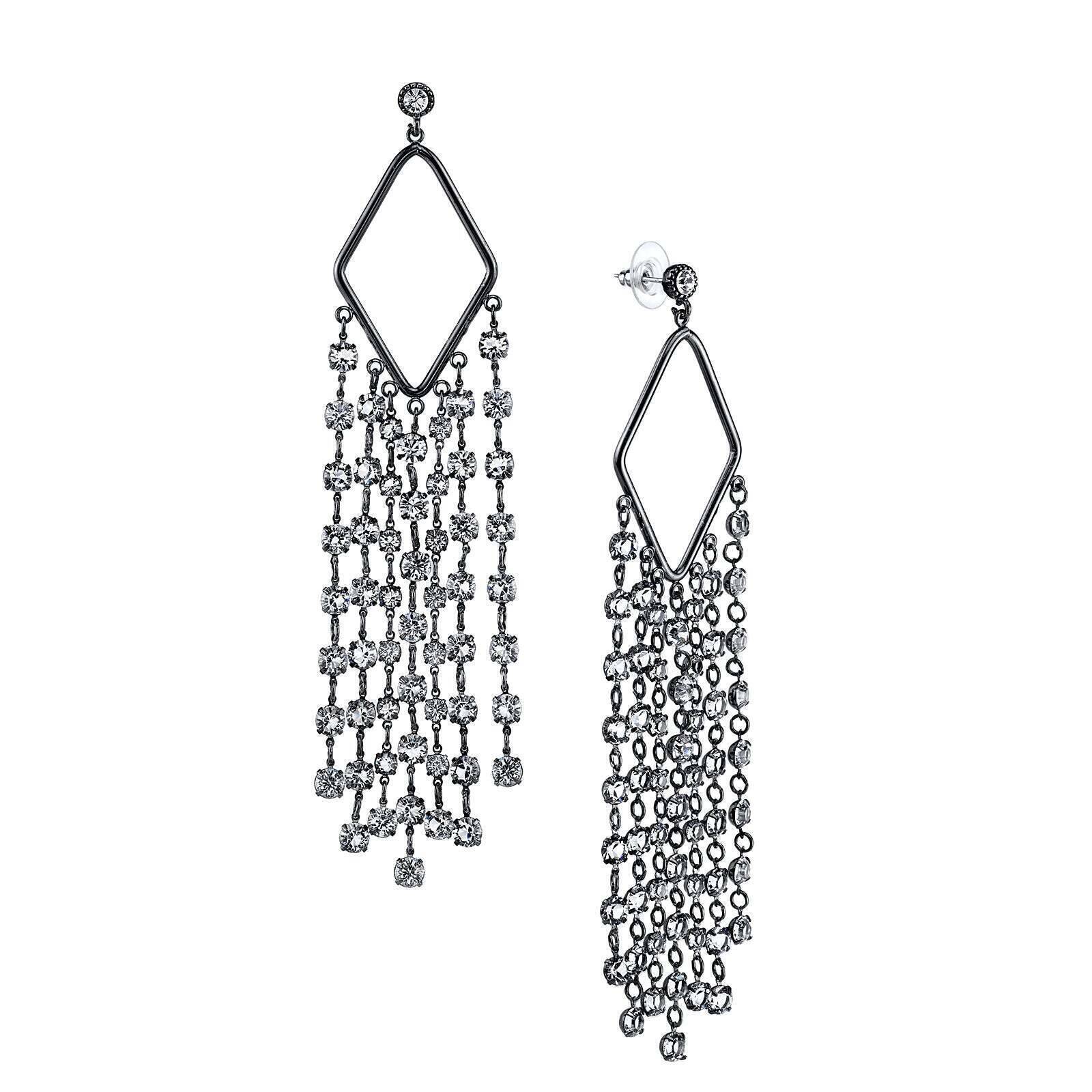 1928 Bridal Genuine Austrian Crystal Tassel Drop Earrings for Women - Elegant Statement Jewelry for Weddings, Prom & Special Occasions