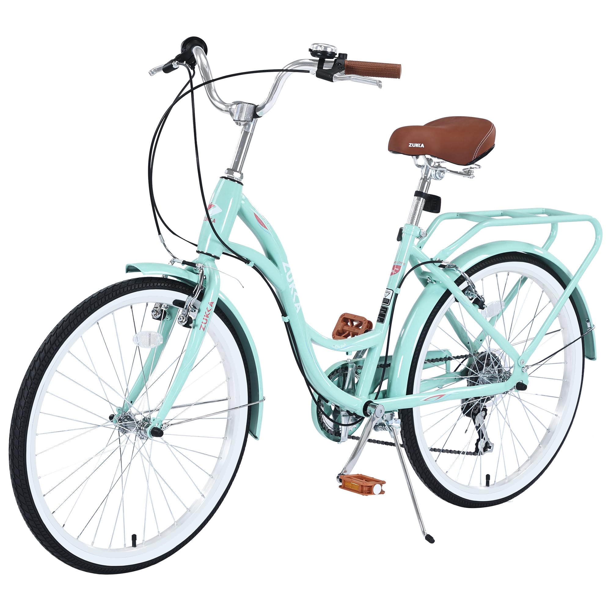 ZUKKA 24 Inch Hybrid Cruiser Bike - 7 Speed Shifter, Comfortable City Bicycle for Adults (Men & Women) in Multiple Colors - Perfect for Commuting, Leisure Rides & Urban Exploration