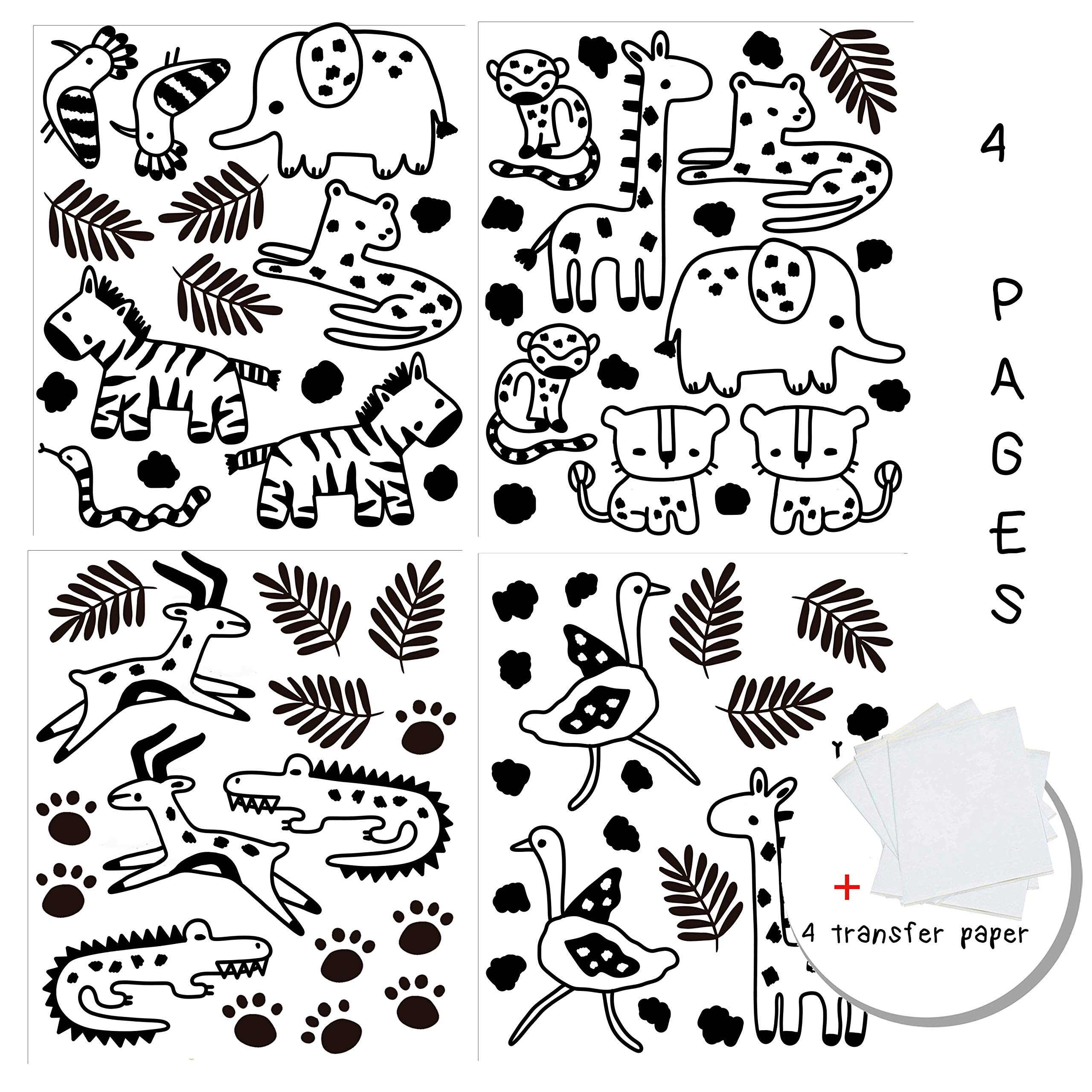68-Piece Safari Jungle Animals Wall Decals - Peel & Stick Vinyl Wall Stickers for Kids Room, Nursery & Living Room Decor (Black) | Perfect for Baby Bedroom Themes & Playroom Wall Art