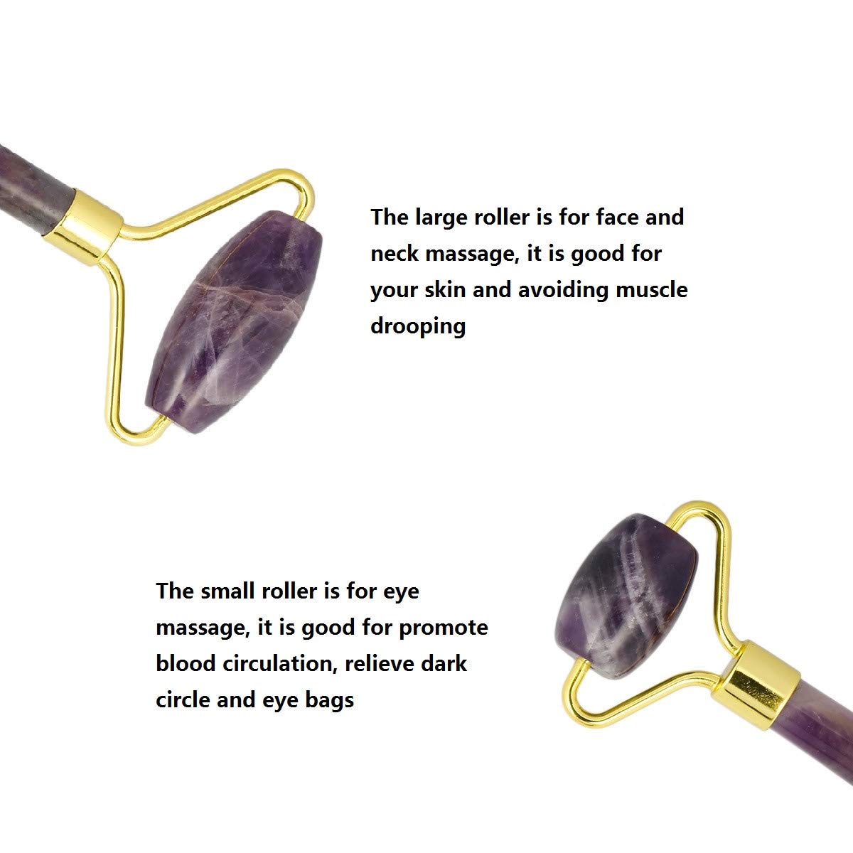 mookaitedecor Amethyst Roller & Rose Quartz Gua Sha Facial Massage Set - Anti-Aging Face Tool for Wrinkles Reduction, Skin Tightening and Lymphatic Drainage | Perfect for At-Home Spa, Self-Care Routine and Skincare Regimen