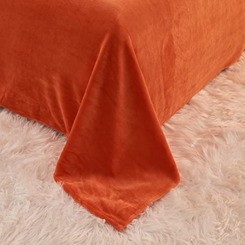 Luxury Fluffy Warm Mink Duvet Cover Set - Queen Size 4pc, Soft & Washable Comforter Cover, Elegant Throw Blanket for Sofa, Bed, Couch - Orange | Cozy Home Decor & Perfect for Winter Nights