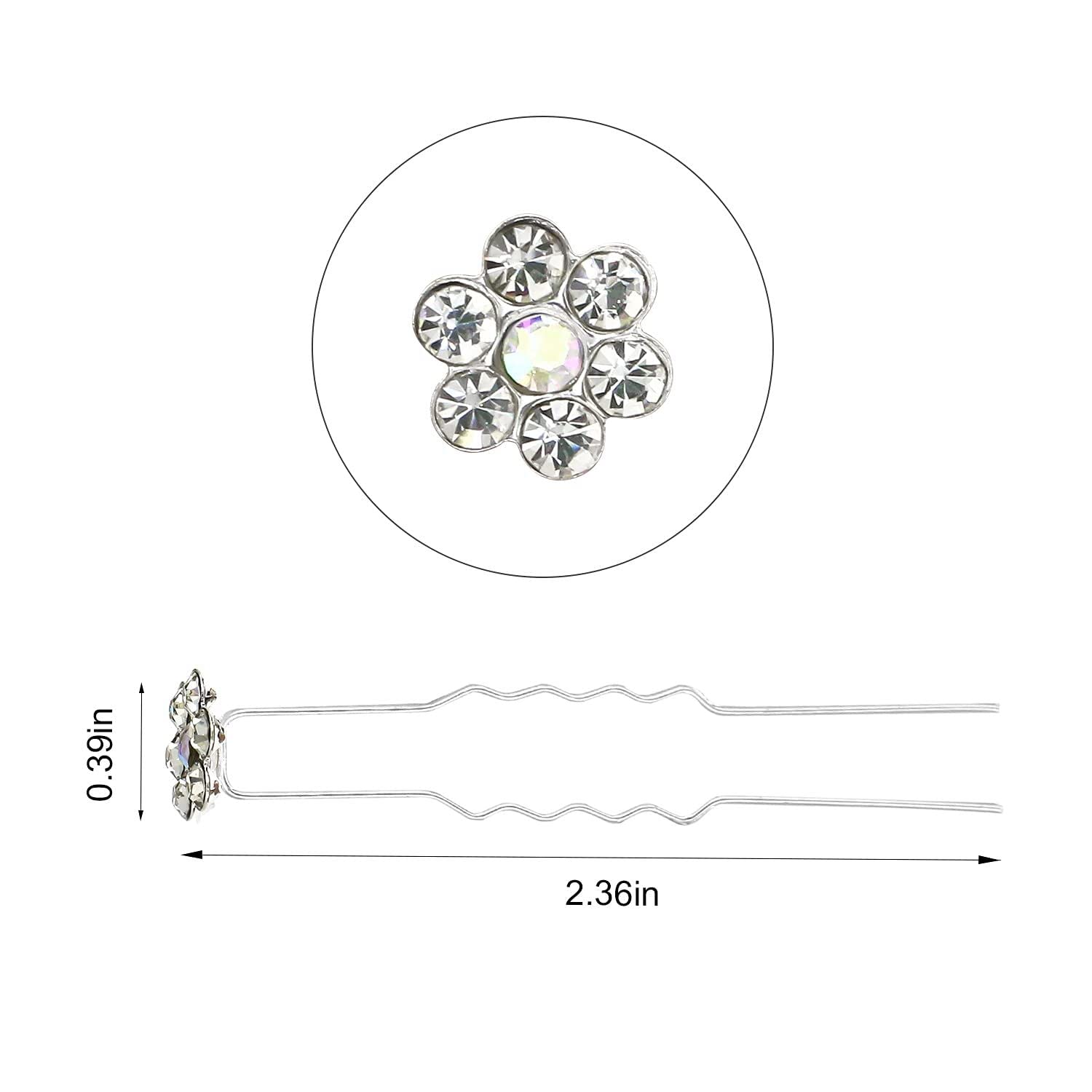 20 Pcs Flower Rhinestone Hair Pins - Elegant U-Shaped Bobby Pins for Wedding, Prom, Bridal Accessories - Perfect for Updos, Braids & Special Occasions