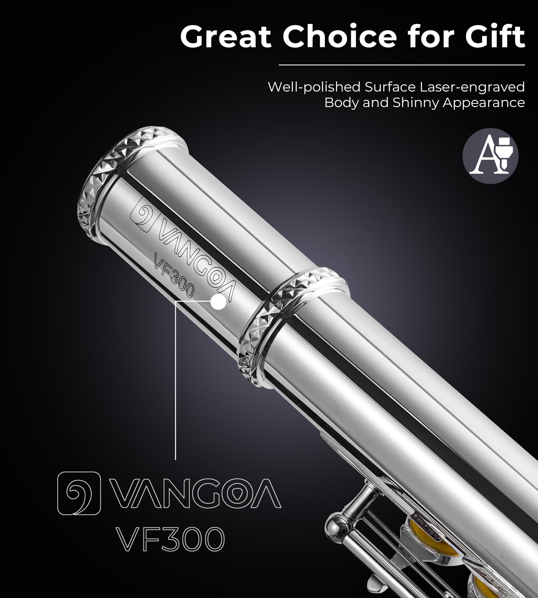 Vangoa 16-Key Silver Plated C Flute - Open/Closed Hole Student Flute for Beginners & Kids | Includes Hard Case, Cleaning Kit, Tuning Rod & Gloves | Perfect for School Band, Orchestra Practice & Music Lessons