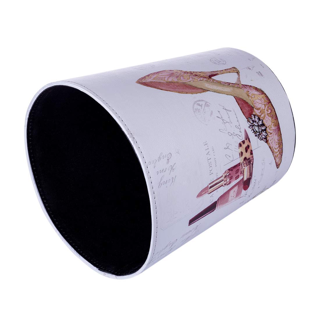 Lingxuinfo Scakbyer European Style Retro Leather Trash Can - Vintage Waste Paper Basket, Lidless Garbage Bin for Home, Office & Bathroom - Perfect for Lipstick & High Heels Disposal (12L Capacity)