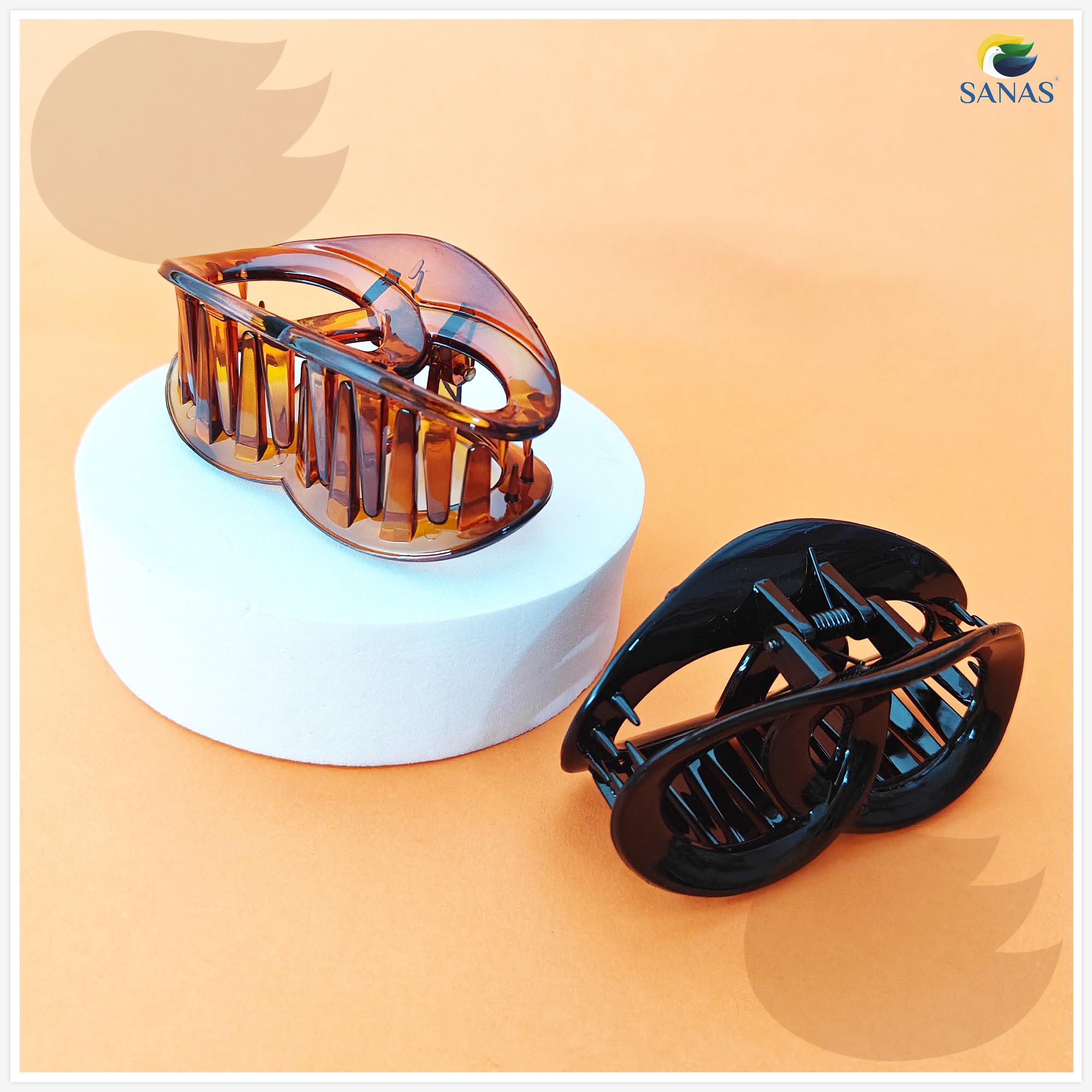 Sanas Large Butterfly Hair Clips for Women - 2 Pack Korean Hair Claw Clutchers, Perfect for Girls & Women - Great for School, Work, Parties & Everyday Hairstyling