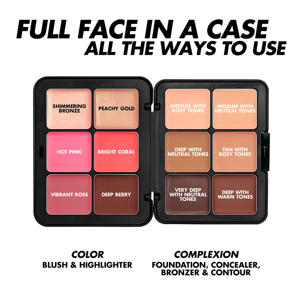 Make Up For Ever HD Skin Face Essentials Palette with Highlighters - Professional Contouring & Glow Kit for Flawless Makeup - Perfect for Daily Use, Photo Shoots & Special Events
