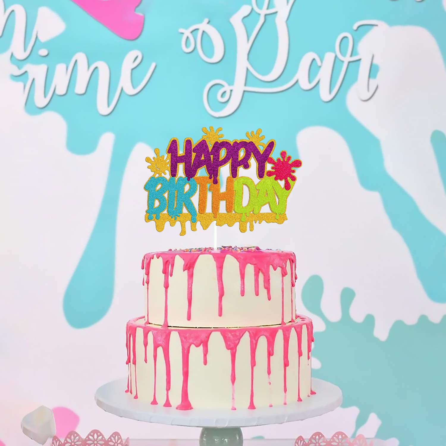 Painting Cake Topper - Double Sided Gold Glitter Painter Art Birthday Cupcake Decoration for Girls & Boys | Perfect for Birthday Parties, Baby Showers & Art Themed Celebrations
