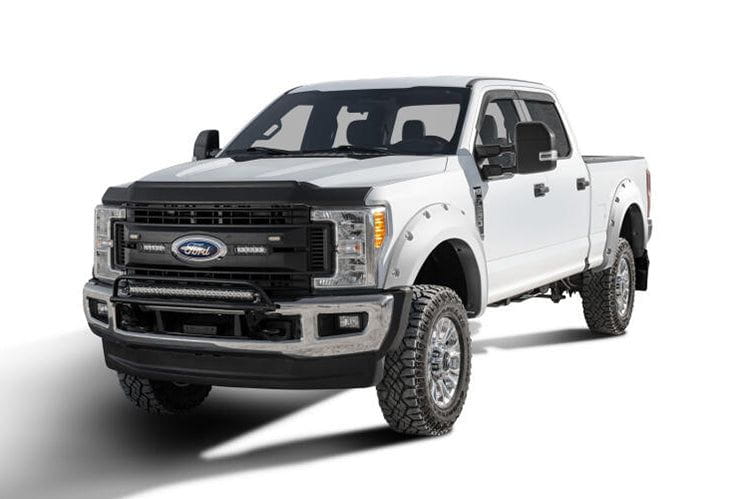 Bushwacker 20942 4PC Fender Flares for 2017-2022 Ford F250/F350/F450 Super Duty | Oxford White Smooth Finish Pocket Style | Off-Road Protection & Enhanced Vehicle Styling