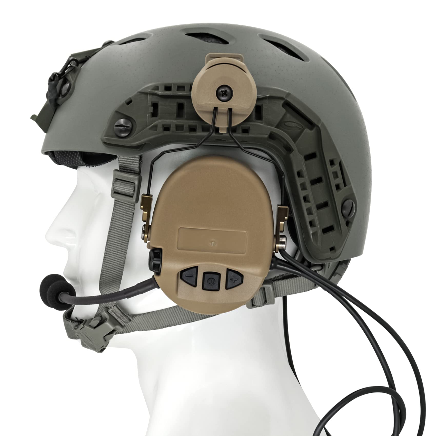 Tactical Headset with ARC Rail Adapter - Noise Canceling Headphones for Airsoft & Shooting (Tan) | Military Simulation, Hunting & Outdoor Sports Gear