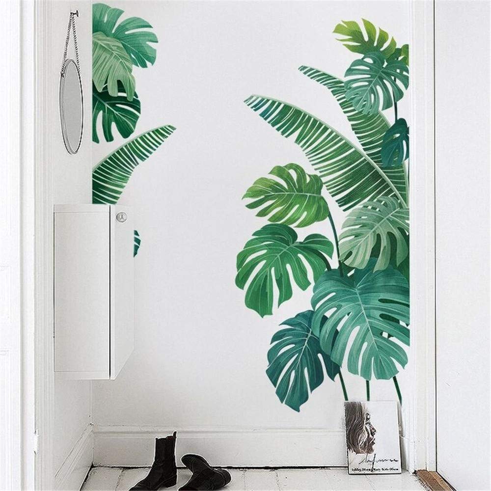 DERUN TRADING Removable Palm Tree Wall Decals - Large Green Leaf Wall Stickers, Evergreen Peel & Stick Wallpaper for Home Decor - Perfect for Living Room, Bedroom, Nursery & Office Wall Art