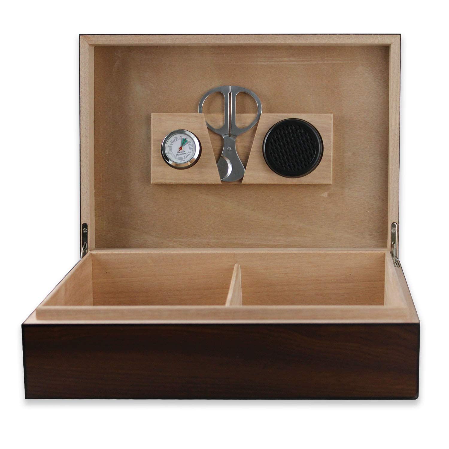 Premium Egoist Kit Cigar Humidor - Airtight Wooden Cigar Storage Case with Hygrometer - Brown - Perfect for Home, Office & Travel Use