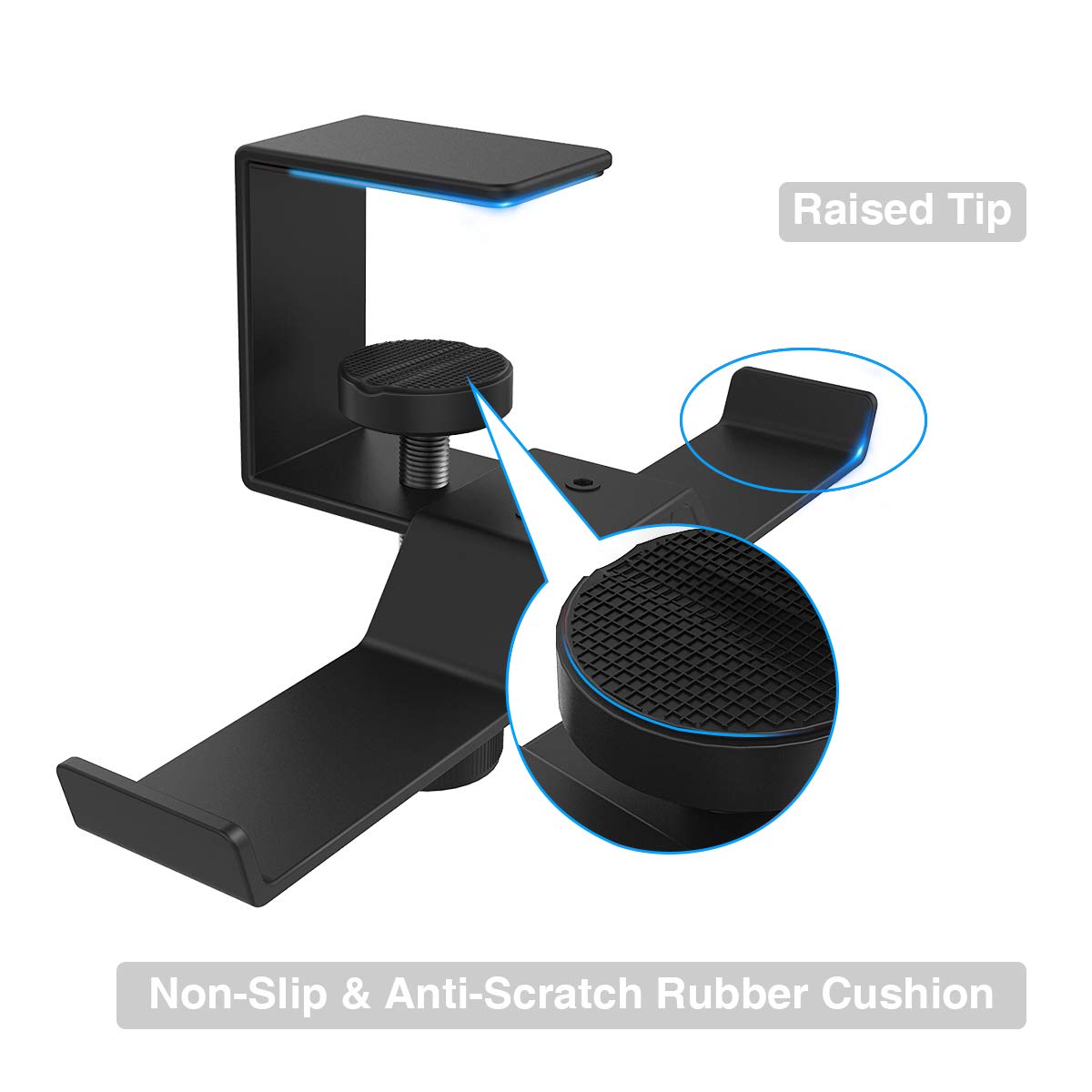 6amLifestyle Under Desk Dual Headphone Hanger - Universal Metal Headset Stand with Clamp for Gaming Earphones, Headsets & Accessories (Black, Patent) - Perfect for Home Office, Gaming Setup & Workspace Organization