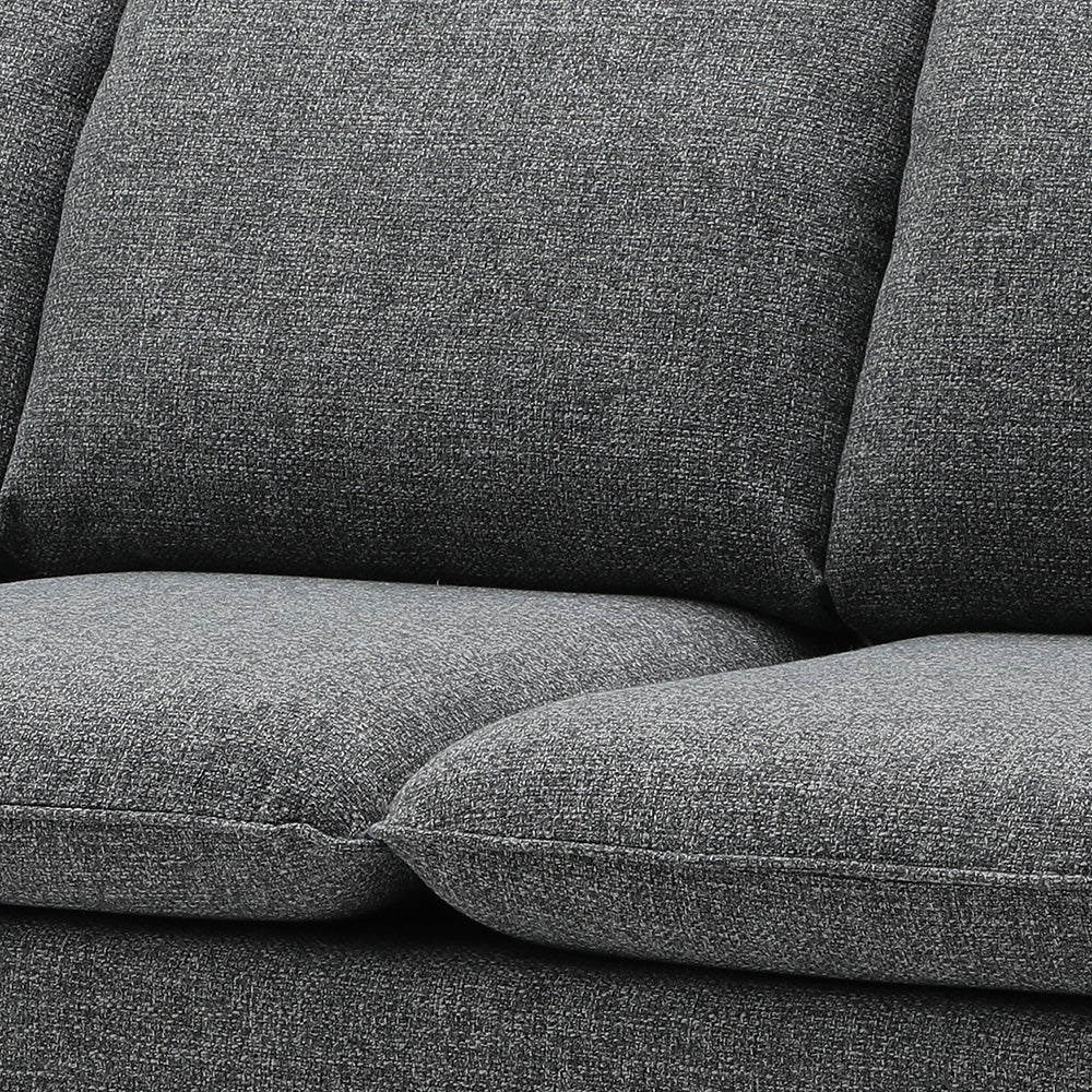 DALTON 3-Seater Sofa - Modern Dark Grey & Black Fabric Couch for Living Room, Lounge, and Home Theater Comfortable Seating