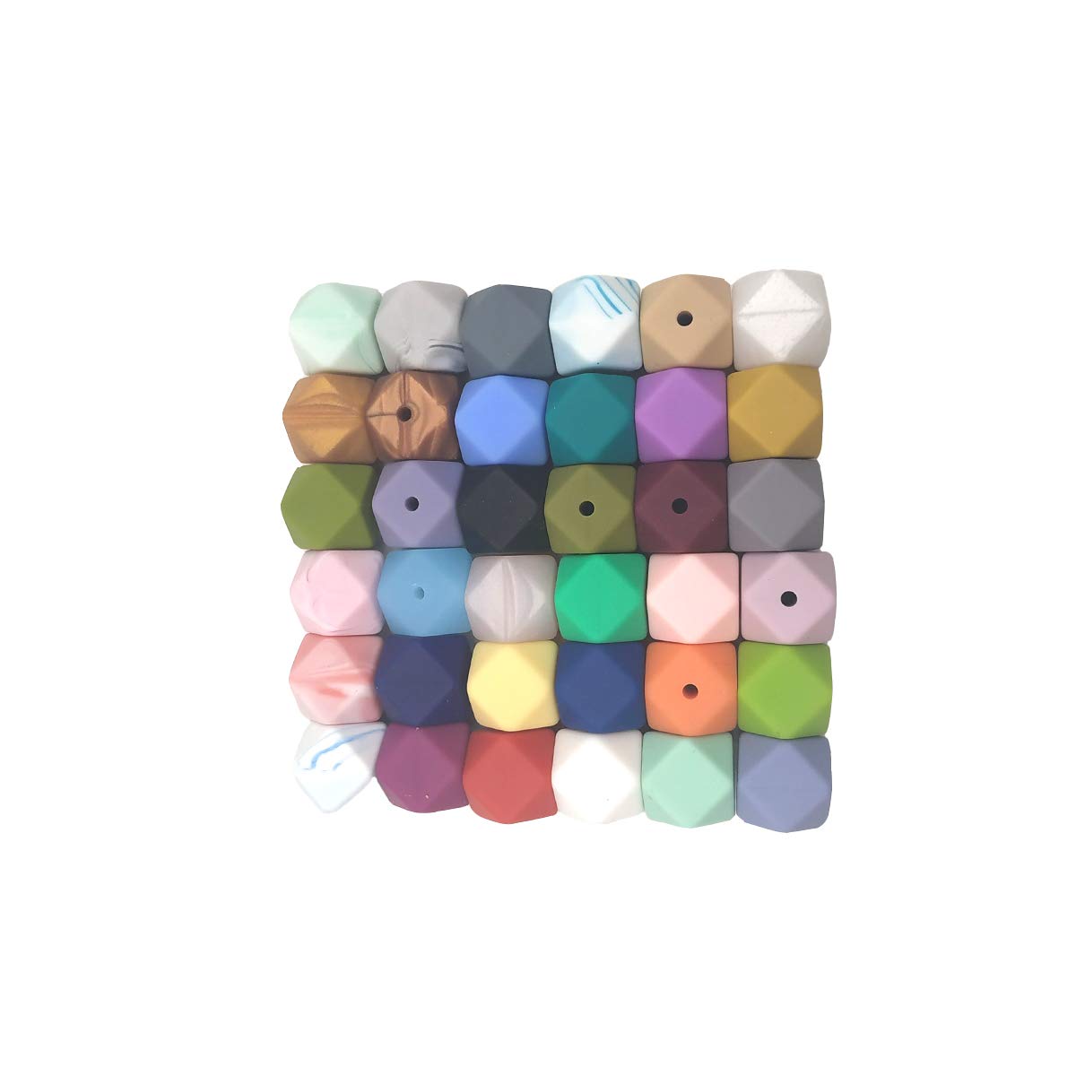 14mm Hexagonal Silicone Beads for DIY Jewelry & Keychains - 50pcs Bulk Craft Beads for Pens & Lanyards
