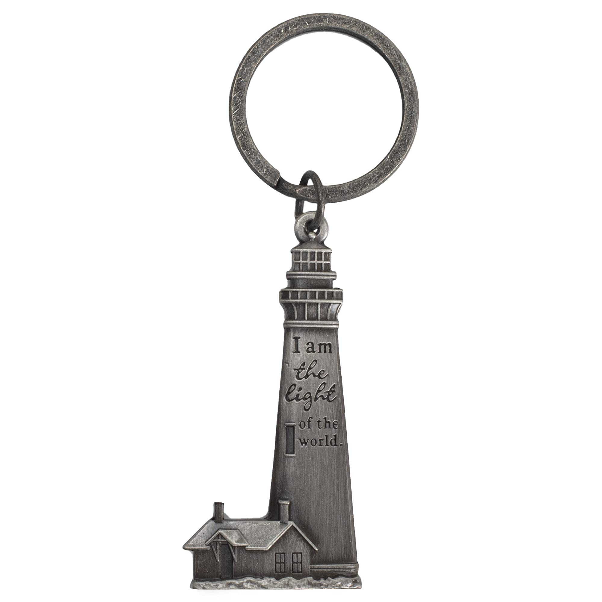 2 Inch Lighthouse Keychain - Silver Zinc Alloy Car Key Ring for Auto Accessories
