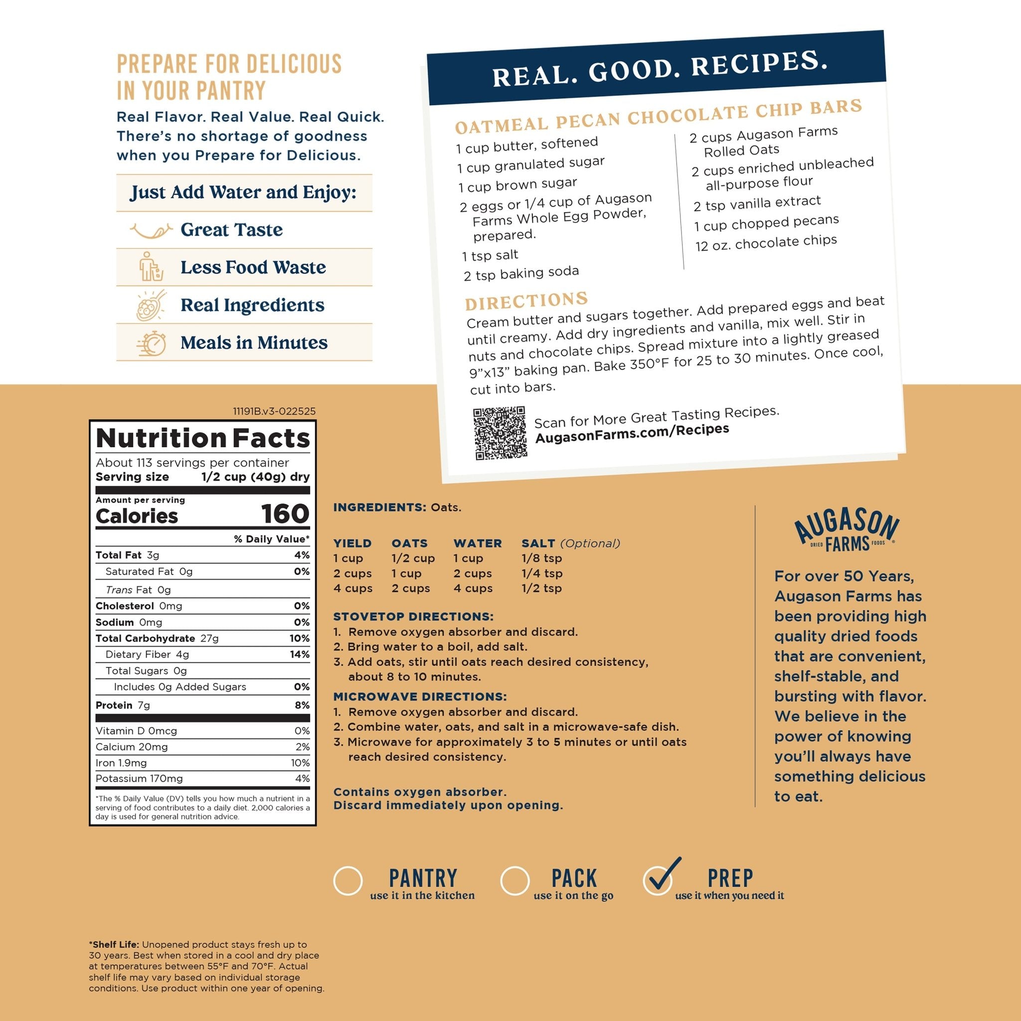 Organic Old Fashioned Rolled Oats - 4 Gallon Bulk Pail (113 Servings) | Non-GMO, Gluten-Free Whole Grain Oatmeal for Baking, Breakfast & Healthy Snacks