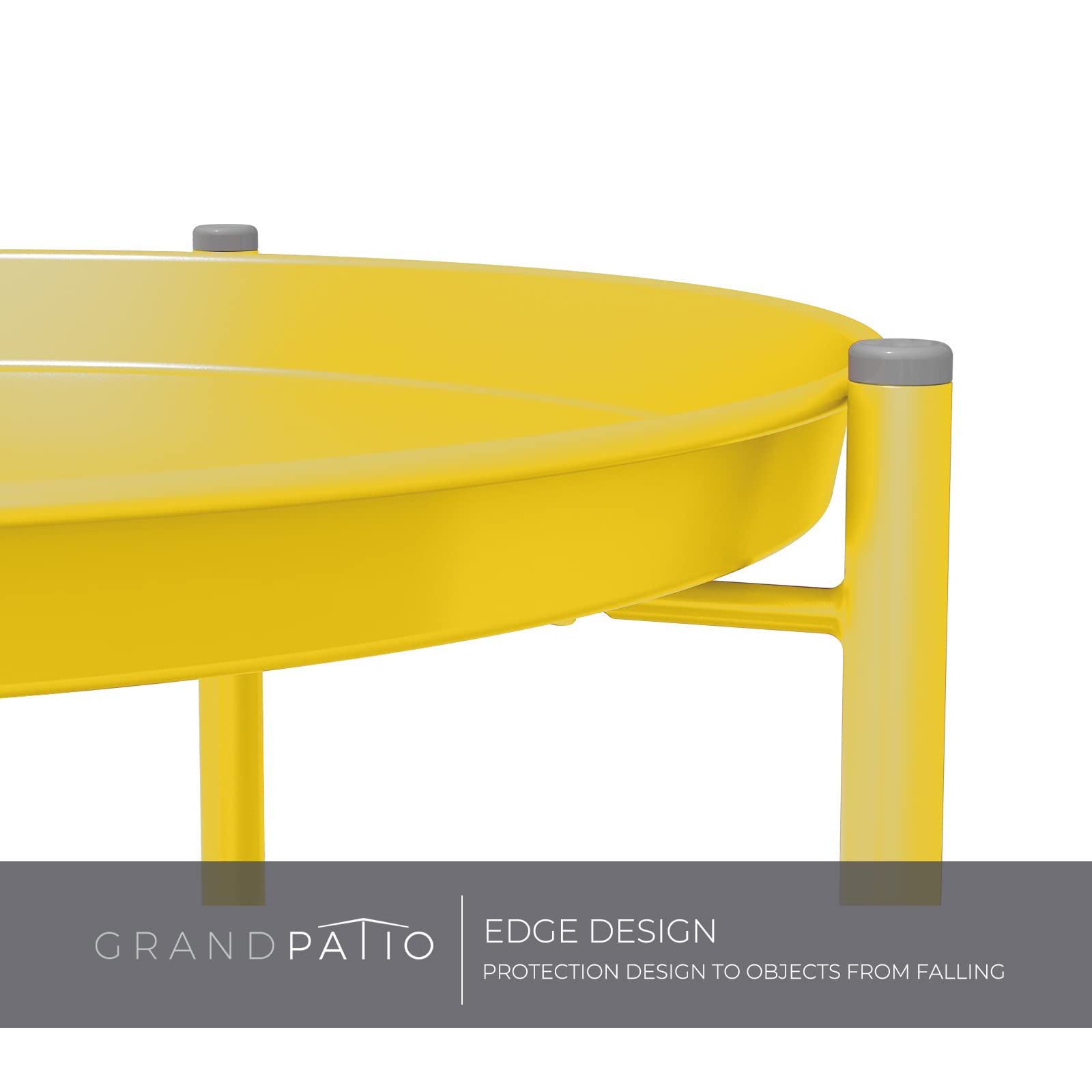 2-Tier Round Outdoor Side Table - Yellow Grand Patio End Table for Garden, Poolside, or Balcony Decor