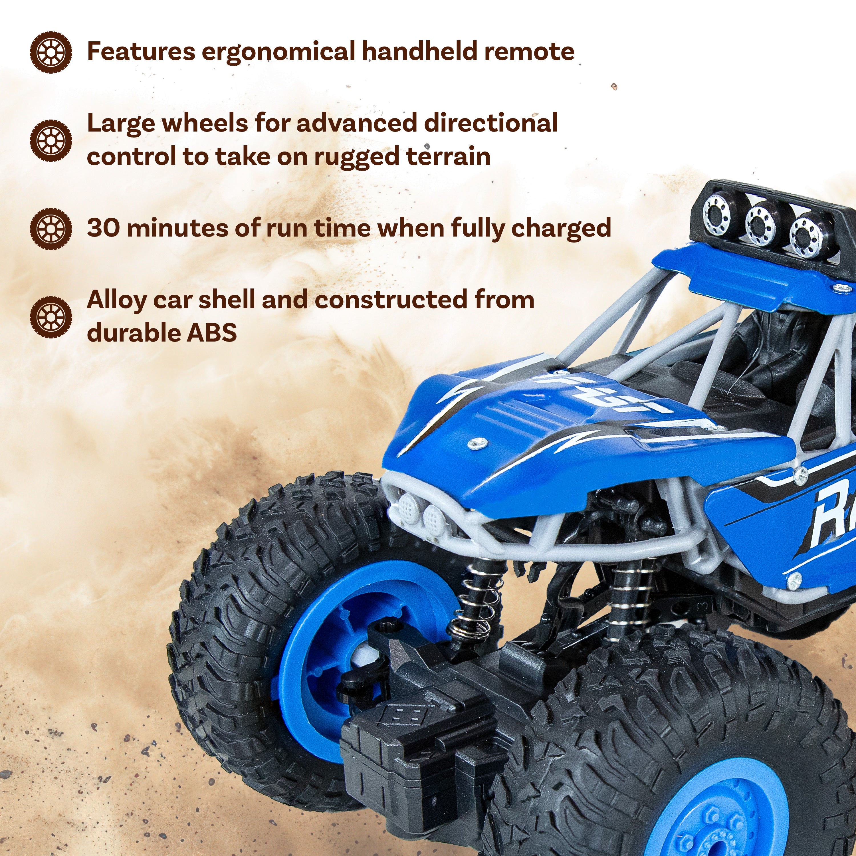 Sunnydaze Monster Truck Remote Control Car for Kids - 1:16 Scale 4WD Off-Road RC Truck with 2.4GHz Wireless Remote - Perfect for Outdoor Play, Backyard Racing & Birthday Gifts