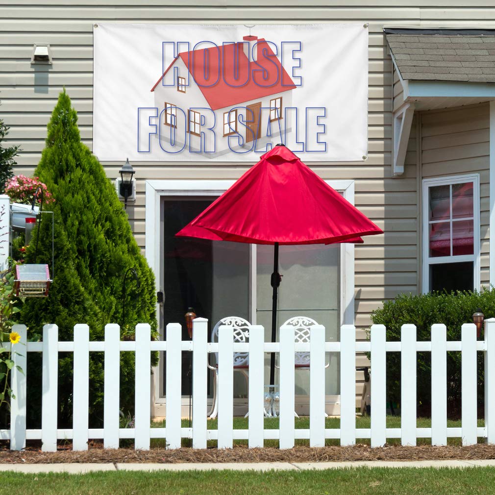 Custom Vinyl Banner for Sale - Durable Outdoor Weatherproof House for Sale Sign with 10 Grommets (60x144 Inches) - Perfect for Real Estate Advertising, Yard Signs, and Business Promotion