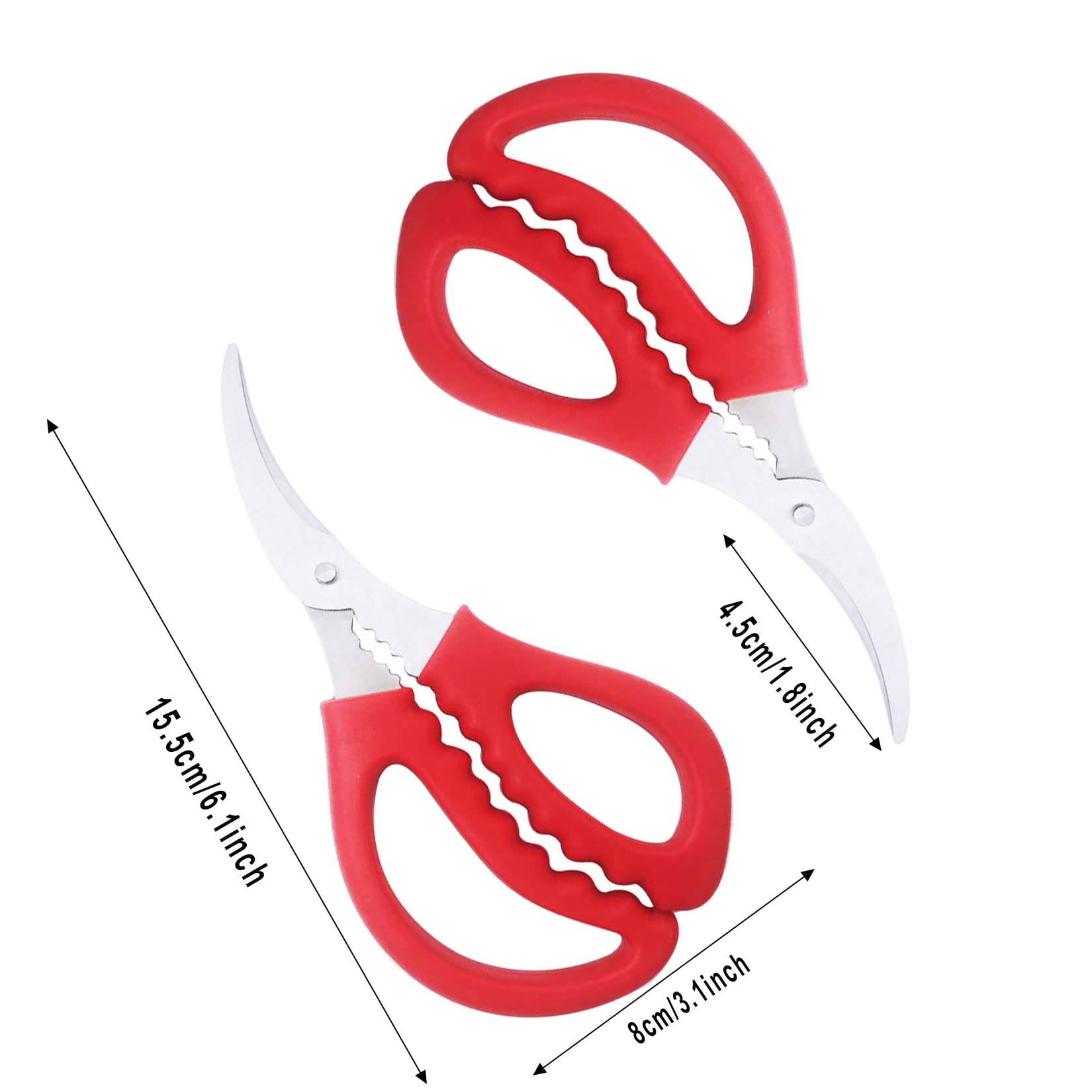 Premium Seafood Cracker & Sheller Set - 8-Piece Lobster & Crab Crackers with Forks (Red) - Perfect for Seafood Lovers, Dinner Parties & Beach Picnics
