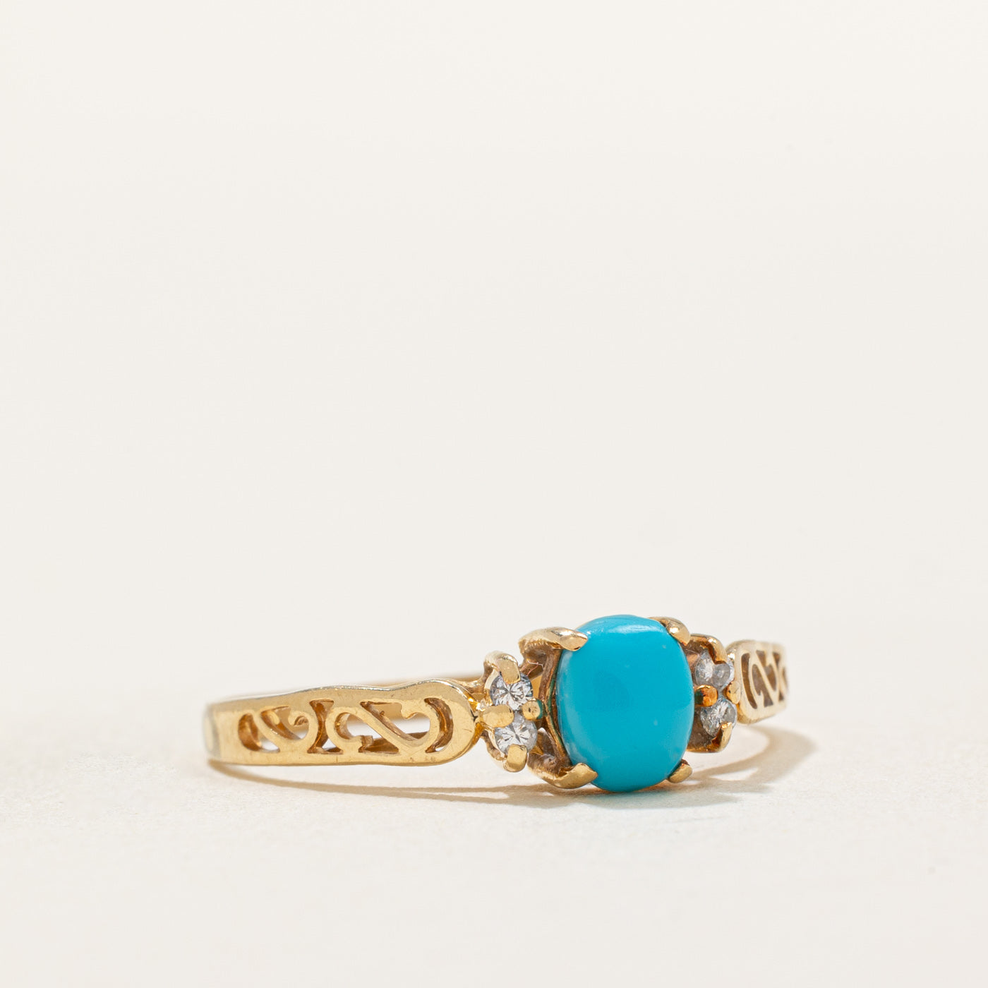 Turquoise and Diamond Ring - 0.30ct Center Stone with 0.02ctw Accents | Size 6.75 | Elegant Jewelry for Women | Perfect for Weddings, Anniversaries & Special Occasions