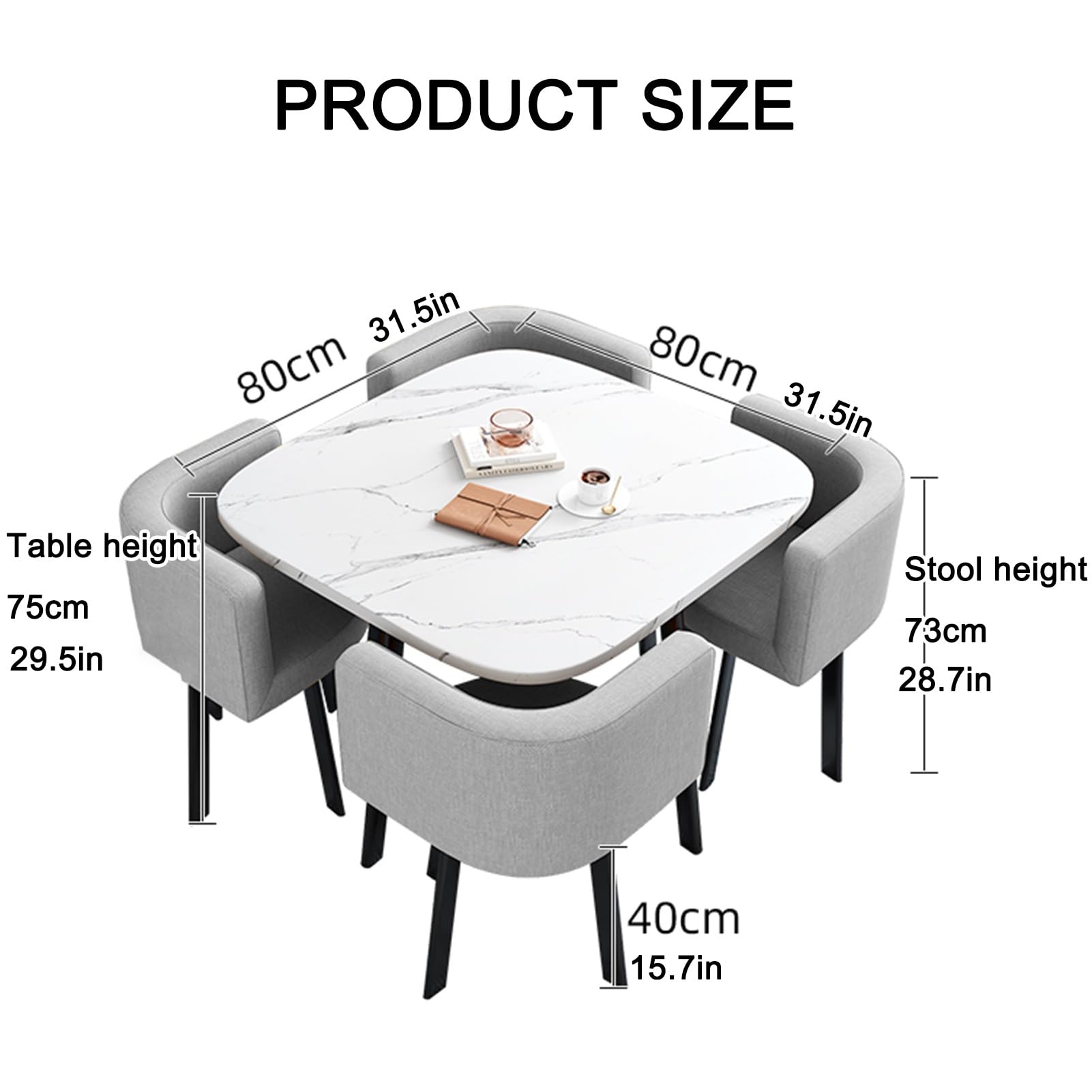 Light Gray Office Table and Chair Set - Space-Saving Conference & Dining Table with 4 Chairs for Meeting Rooms, Reception, and Negotiation - Ideal for Combination Office Spaces