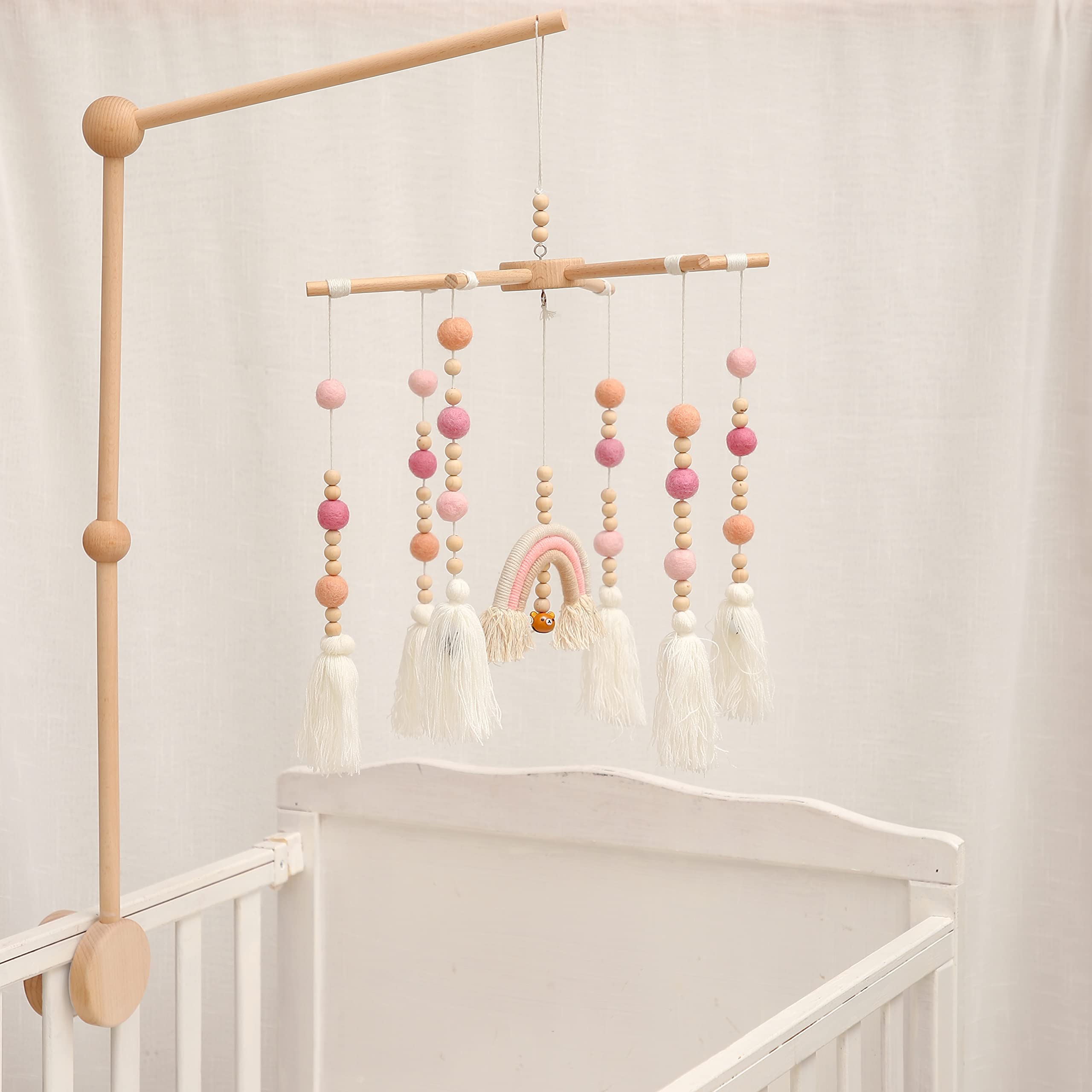 Wooden Baby Crib Mobile Holder - Nursery Decor Hanging Mount for Bed Bell & Musical Toys - Perfect for Newborn Nursery Room Decor & Baby Shower Gifts