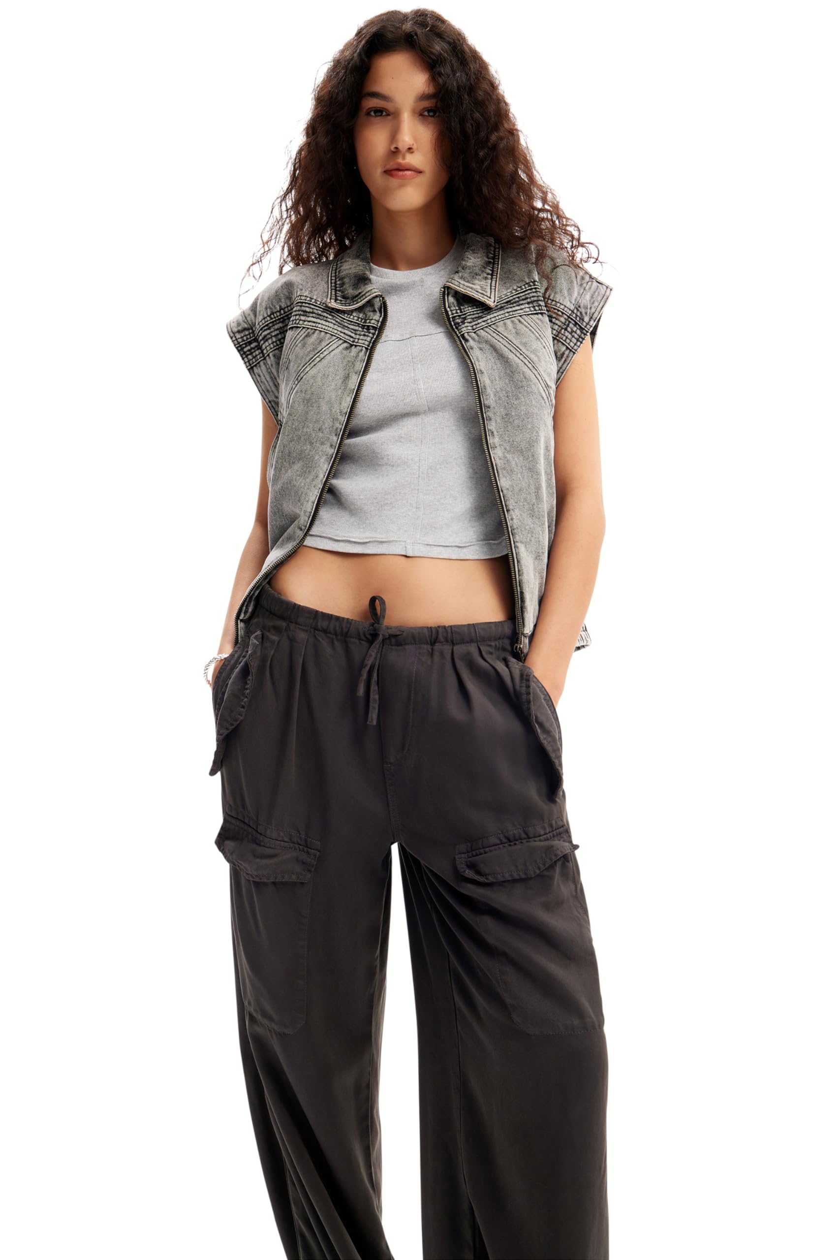 Desigual Women's Woven Long Pants - Stylish High-Waist Trousers for Casual & Office Wear | Comfortable Stretch Fabric for Everyday Outfits & Work Attire