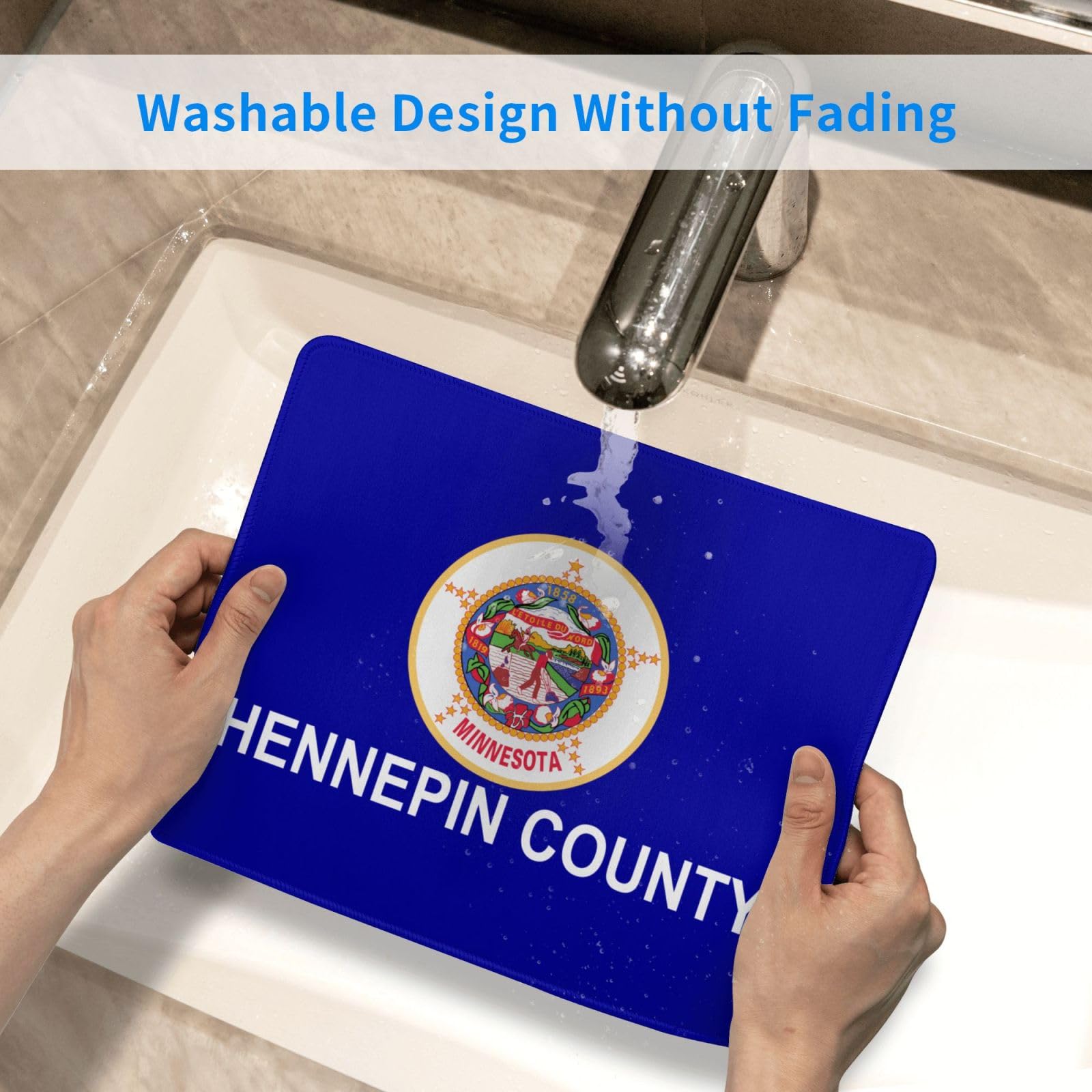 Hennepin County Minnesota Flag Mouse Pad - 10x12 Inch Waterproof Non-Slip Rubber Mousepad for Office, Laptop & Gaming | Perfect for Home, Work & School Desks