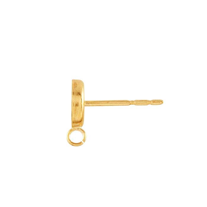 14K/20K Yellow Gold Filled Round Cabochon Post Earrings (6mm-10mm) with Open Ring Setting - Stud Earring Mountings for Gemstones - Perfect for DIY Jewelry Making & Gift Giving