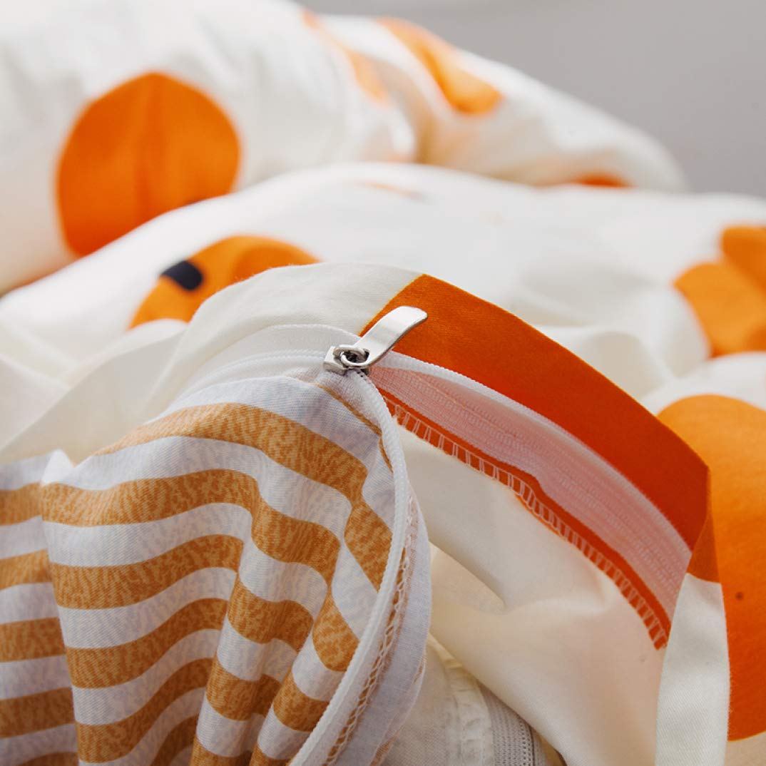 Orange Printed Cotton Reversible Striped Comforter Cover Set - Queen & King Size Bedding for Girls & Women - Soft Breathable Duvet Cover for Cozy Bedroom Decor & Home Styling