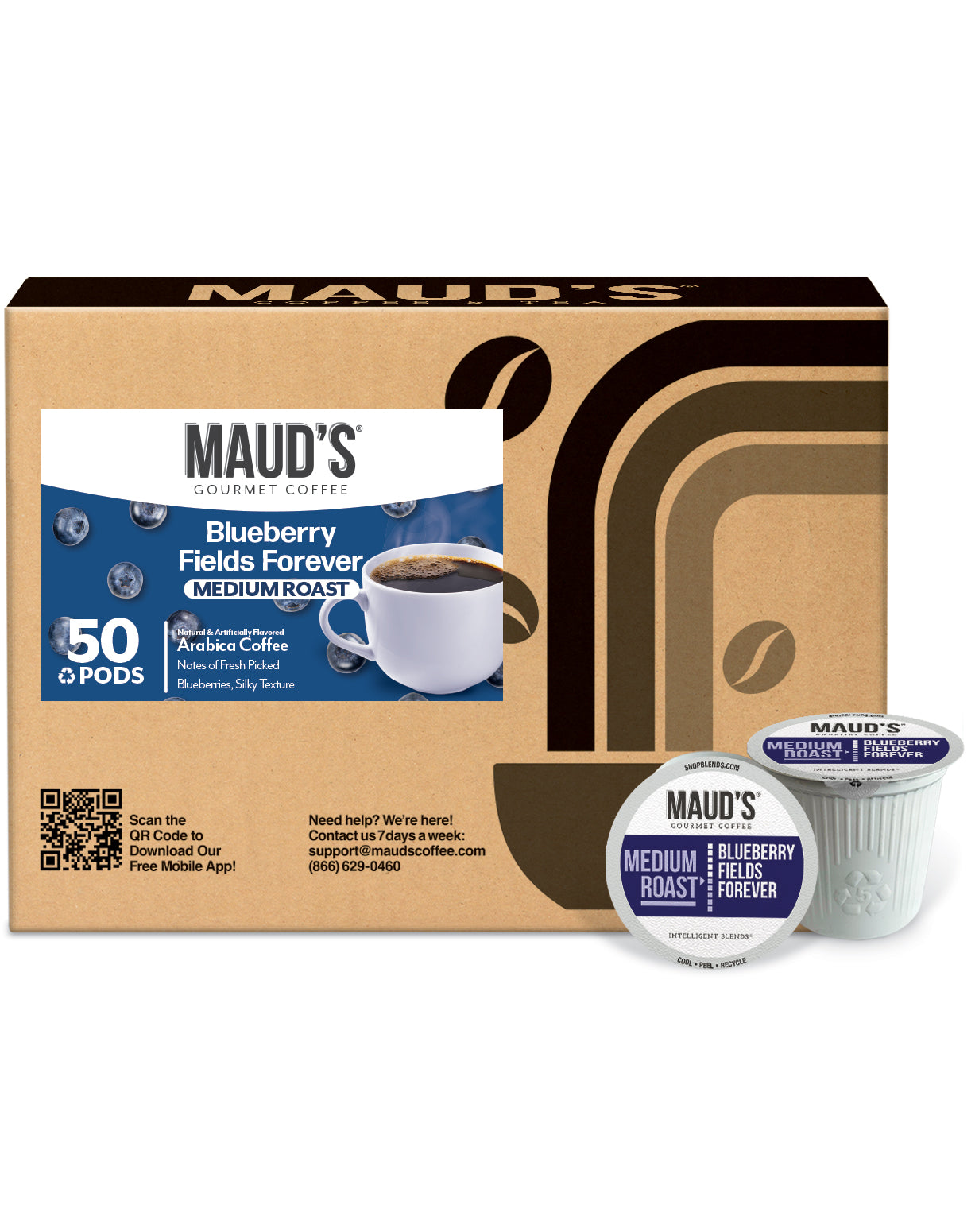 Premium Maud's Blueberry Flavored Coffee Pods - 100% Arabica, K-Cup Compatible - Perfect for Breakfast, Office & Relaxing Moments