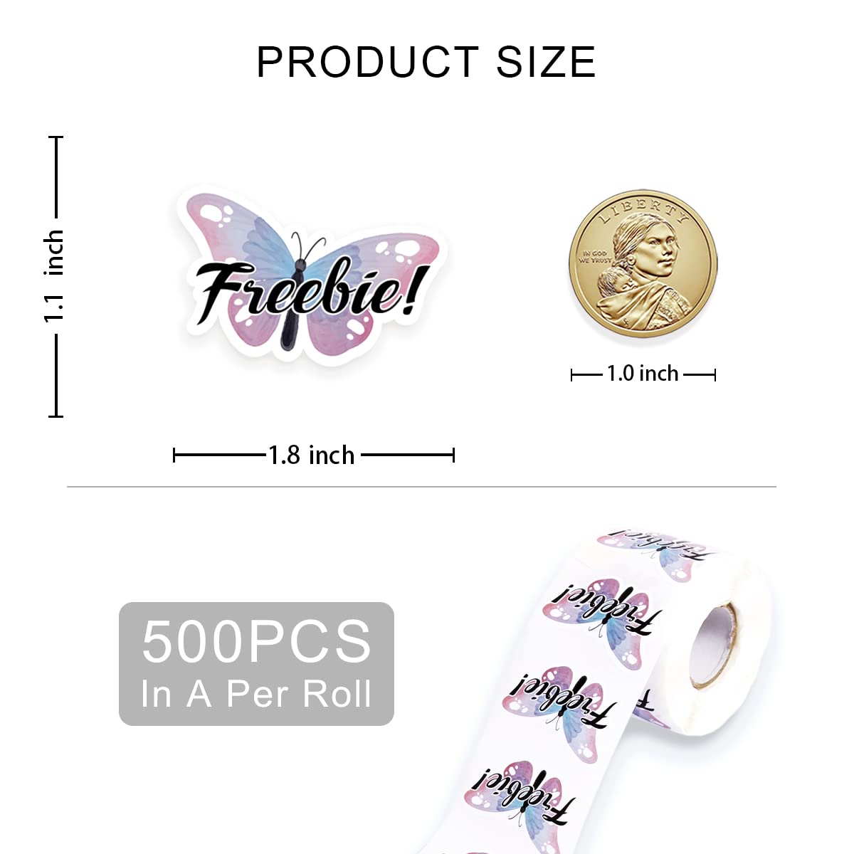 500 PCS Cute Freebie Stickers for Small Business - Customer Appreciation & Packaging Stickers for Etsy, Shopify, Thank You Gifts, Branding & Product Packaging (2x2 Inch)