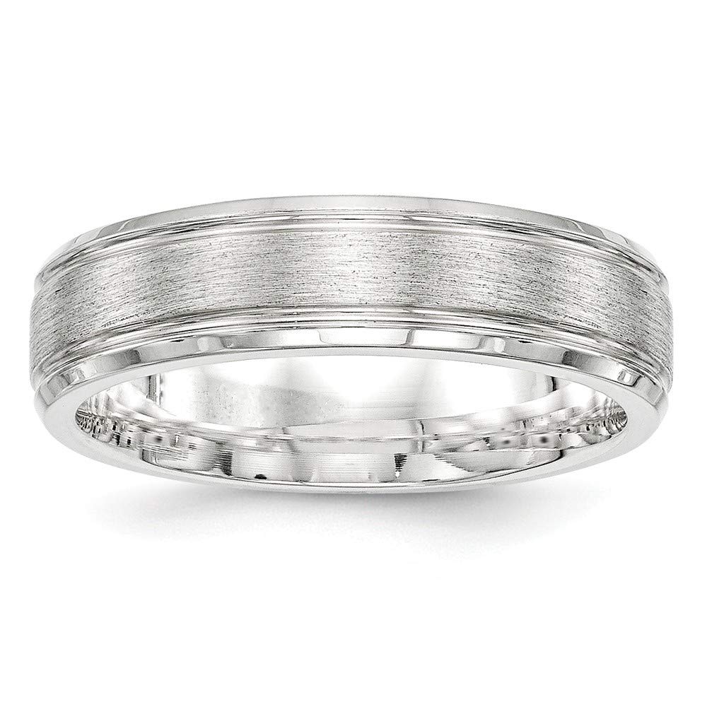 925 Sterling Silver Rhodium Plated 6mm Brushed Fancy Band Ring for Women - Size 5-15, Elegant Jewelry Gift for Anniversary, Birthday & Wedding - Perfect for Everyday Wear & Special Occasions