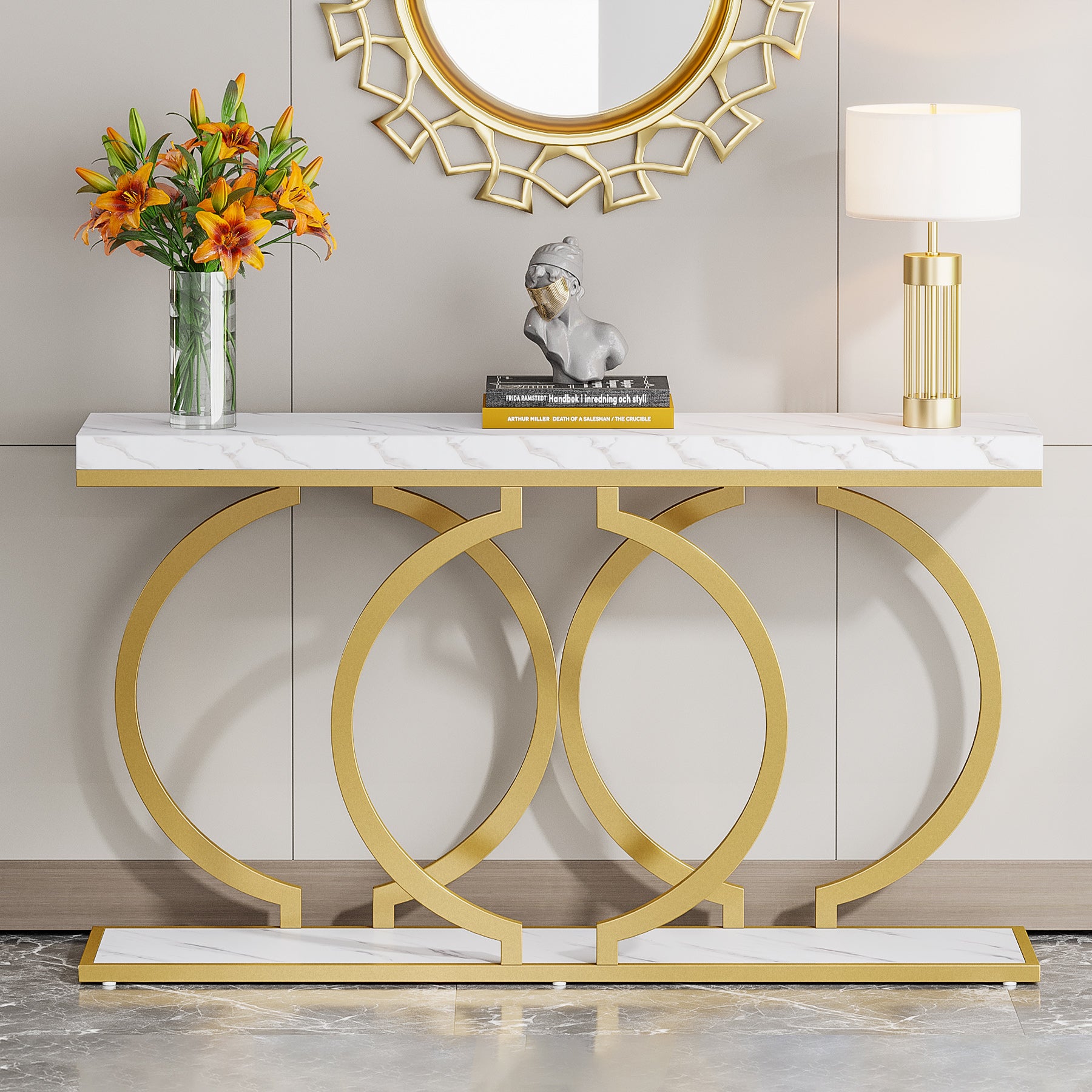 Faux Marble White & Gold