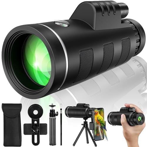40x60 High Power Monocular Telescope with Smartphone Adapter - Compact & Lightweight for Low Light Viewing - Perfect for Wildlife Observation, Hunting, Camping, Travel & Outdoor Adventures - Ideal for Bird Watching, Hiking, Concerts and Sporting Events