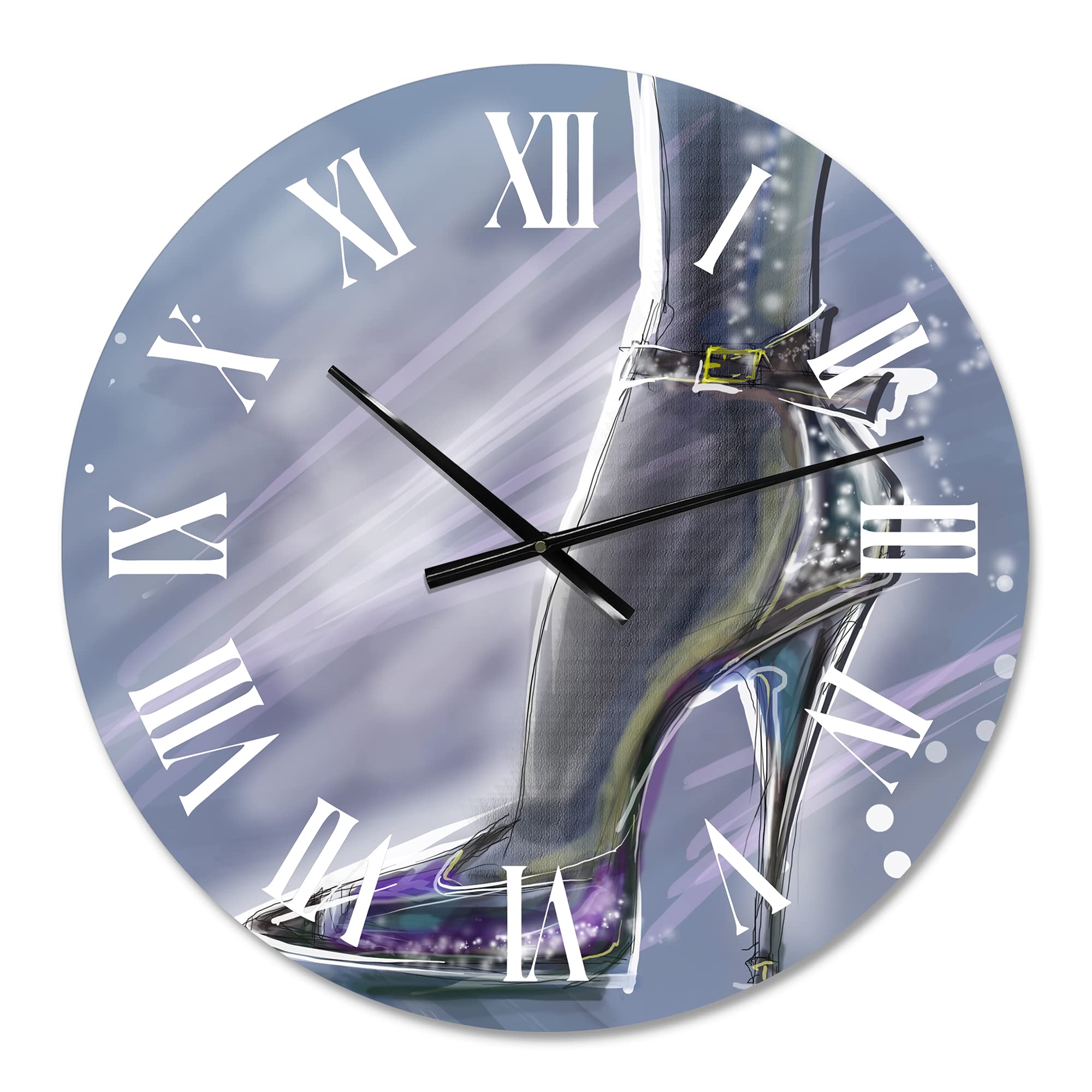 DesignQ Modern Glitter High Heel Shoe Wall Clock - Large Fashionable Stiletto Decor for Living Room, Bedroom & Office - Unique Home Décor Gift Idea