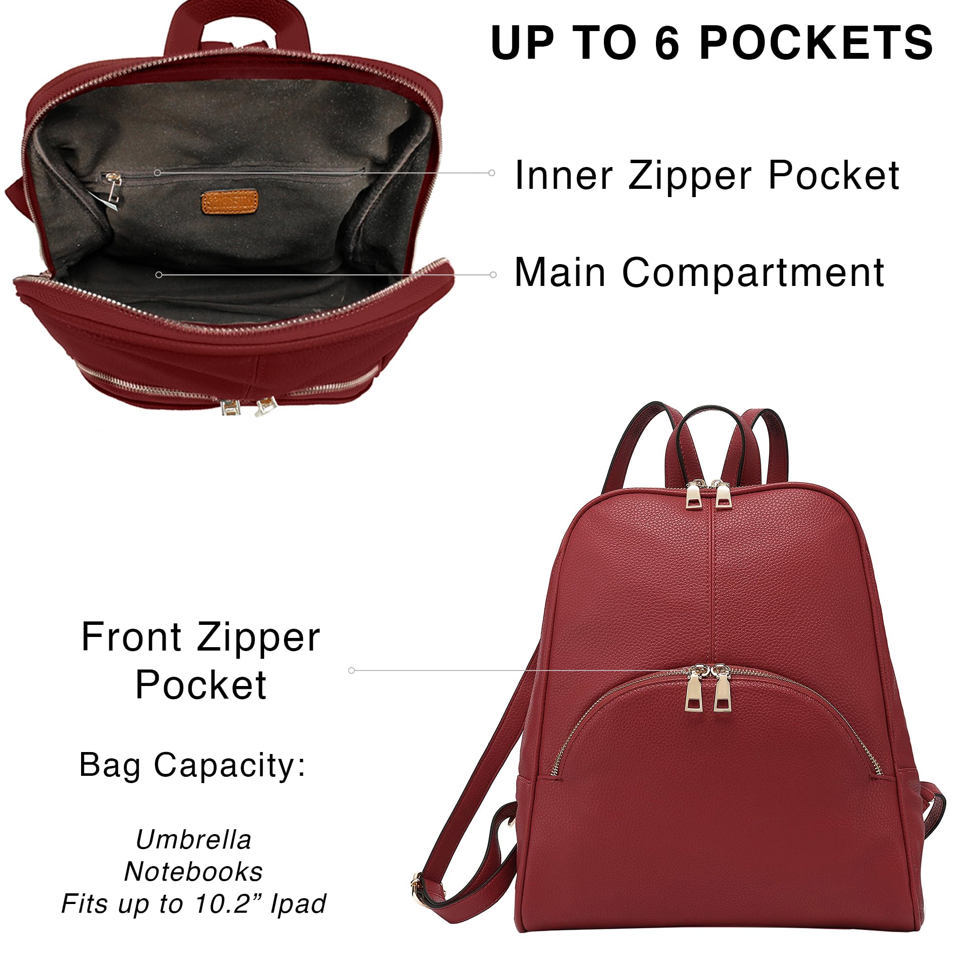 Stylish Scarleton Mini Backpack Purse for Women - Top Handle Travel Backpack with Adjustable Straps, Durable & Lightweight (Red) - Perfect for Work, School, Travel & Daily Commute