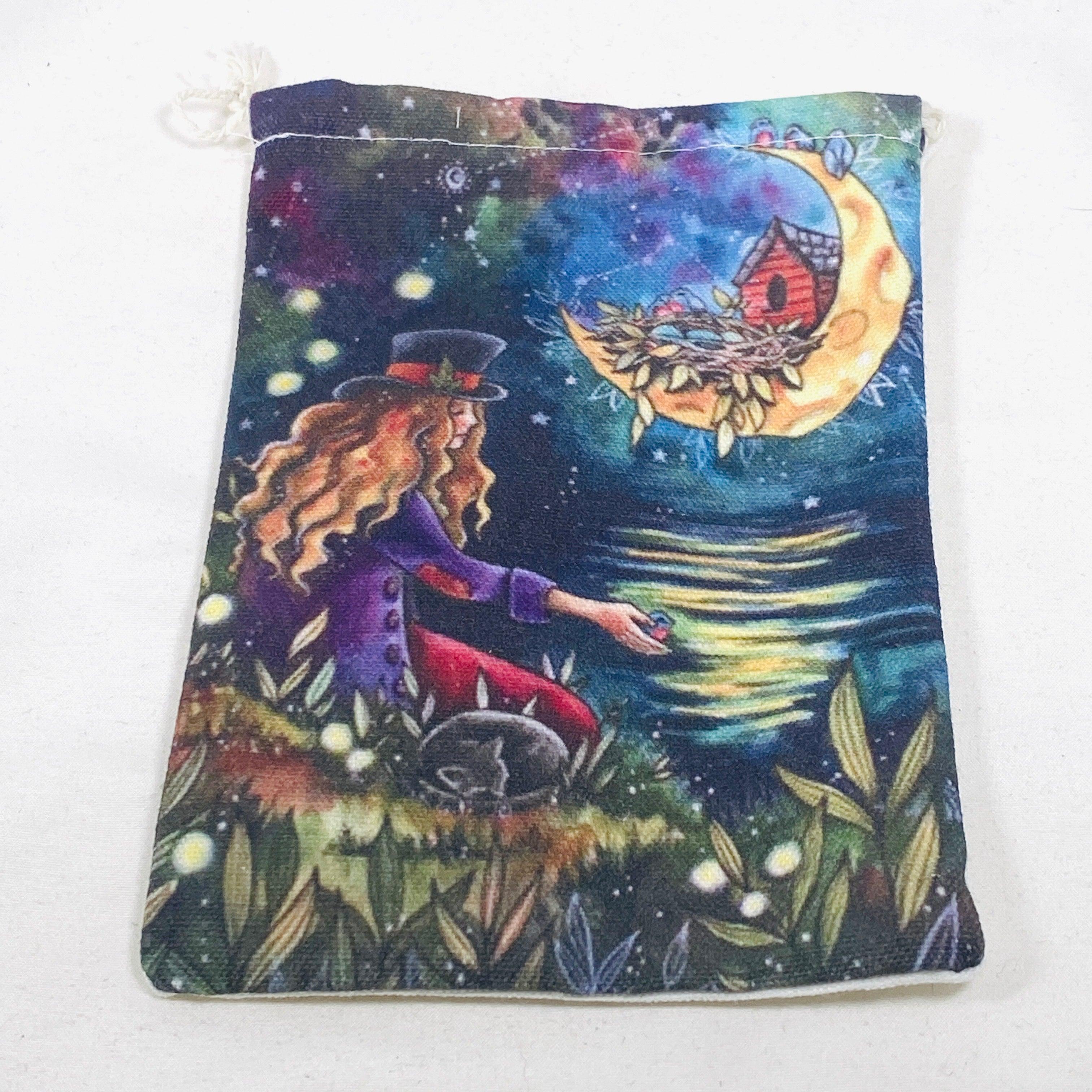 Premium Canvas Drawstring Bag for Tarot Cards - Perfect for Night Readings & Card Storage | Durable Tarot Pouch for Witches, Psychics & Spiritual Practitioners