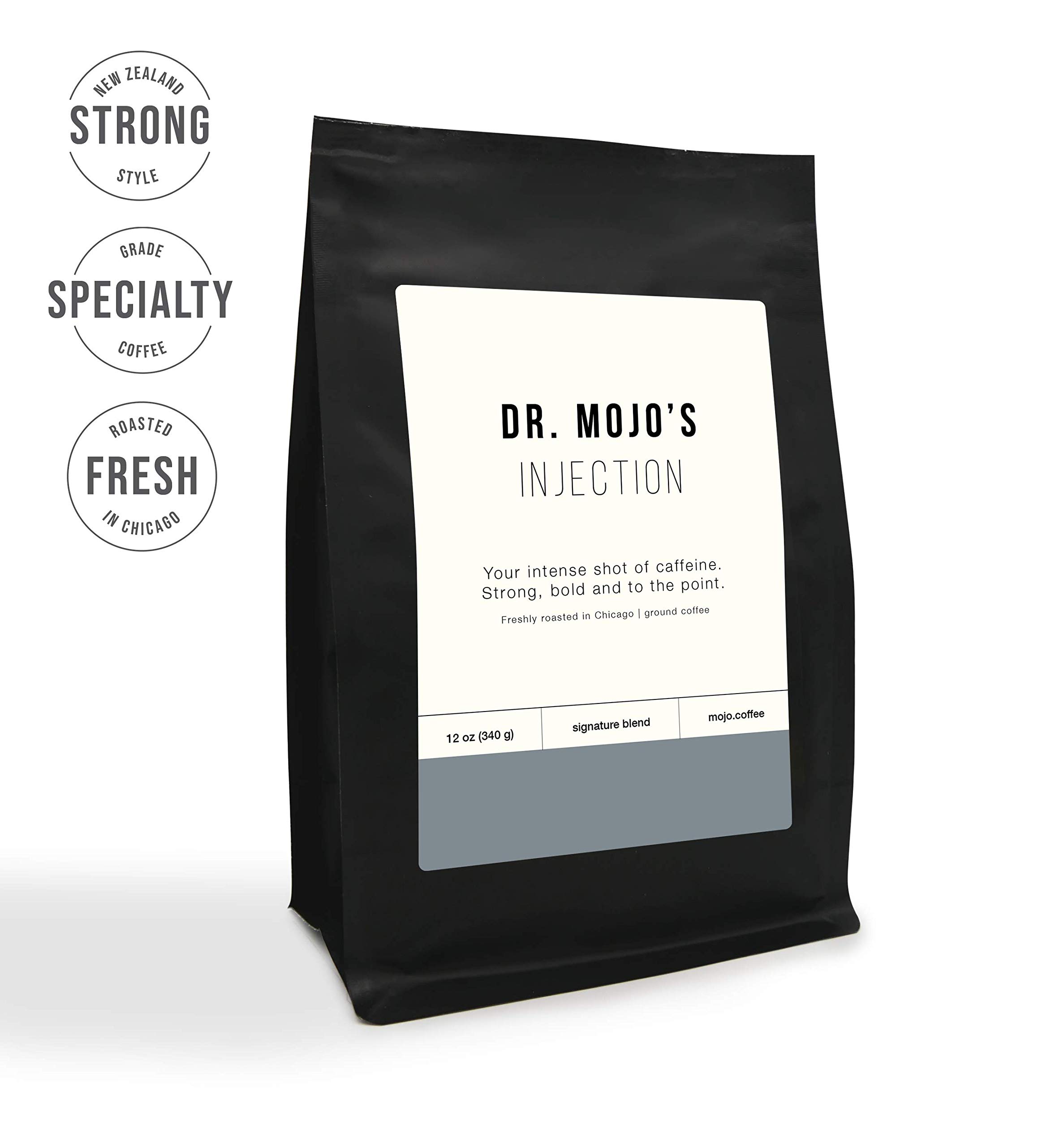Dr Mojo Coffee Roasters Medium Roast Ground Coffee - 12oz Injection Blend | Perfect for Home Brewing & Office Use
