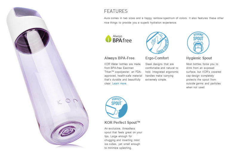 KOR Aura 750mL Insulated Stainless Steel Water Bottle - Leak Proof, BPA Free, Keeps Drinks Cold/Hot for 24 Hours - Perfect for Gym, Hiking, Travel & Office Use