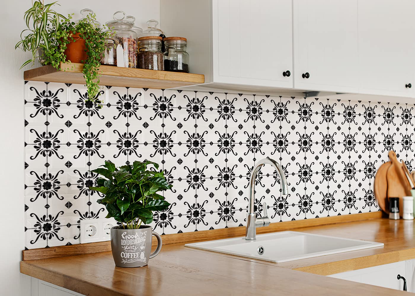 Mi Alma 24-Piece Talavera Tile Stickers - Peel and Stick Wall Decals for Bathroom & Kitchen - 12x12 Inch Easy Application Removable Wall Stencils - Perfect for Spanish Style Home Decor, DIY Backsplash, and Ceramic Tile Upgrade