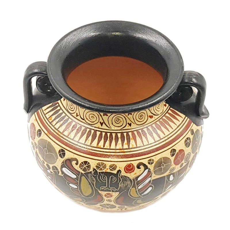 Ancient Greek Krater Vase - 15cm Corinthian Art Pottery, Handcrafted Ceramic Vase for Home Decor, Wedding Gift & Museum Display