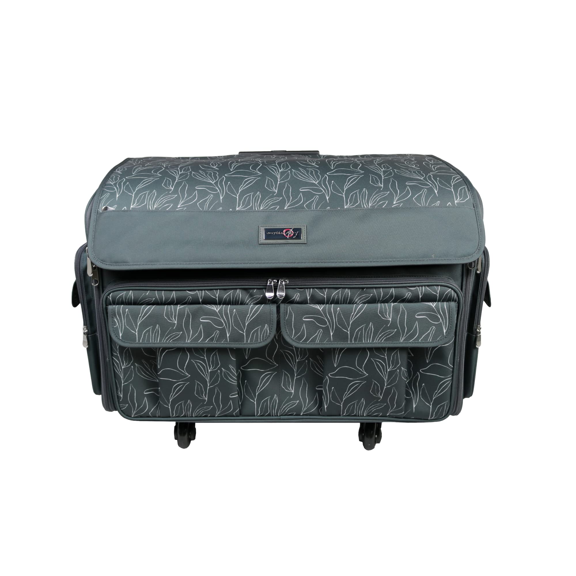 Everything Mary XXL Rolling Sewing Tote Bag - Black Floral Design for Brother & Singer Sewing Machines - Large Universal Travel Storage Case with Wheels - Perfect for Crafting, Quilting & Sewing Classes