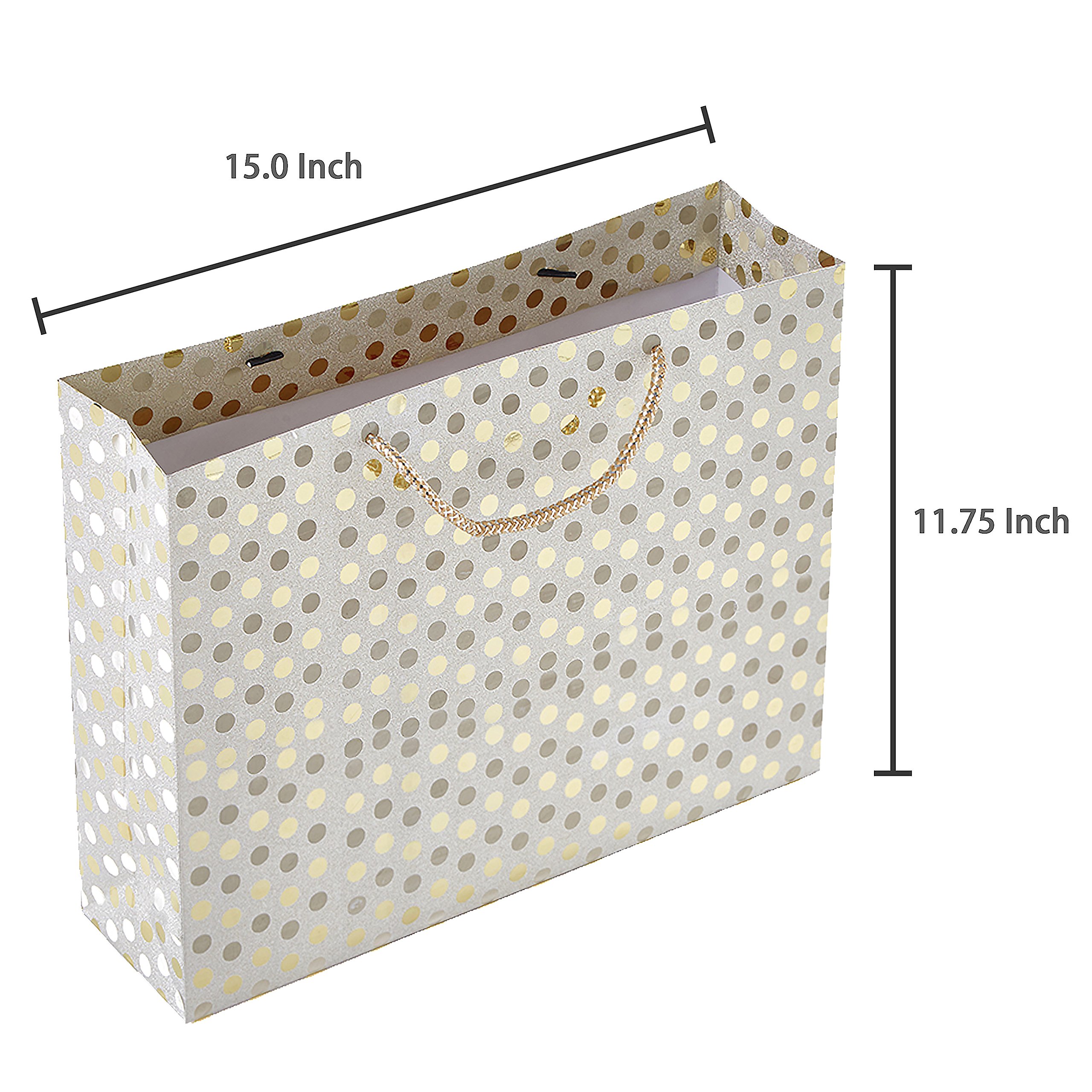 15 X 12 Inch Glitter Polka Dot Gift Bags - Set of 3 Decorative Party Favor Bags for Birthdays, Weddings & Holidays | Perfect for Gift Wrapping, Party Decorations & Special Occasions