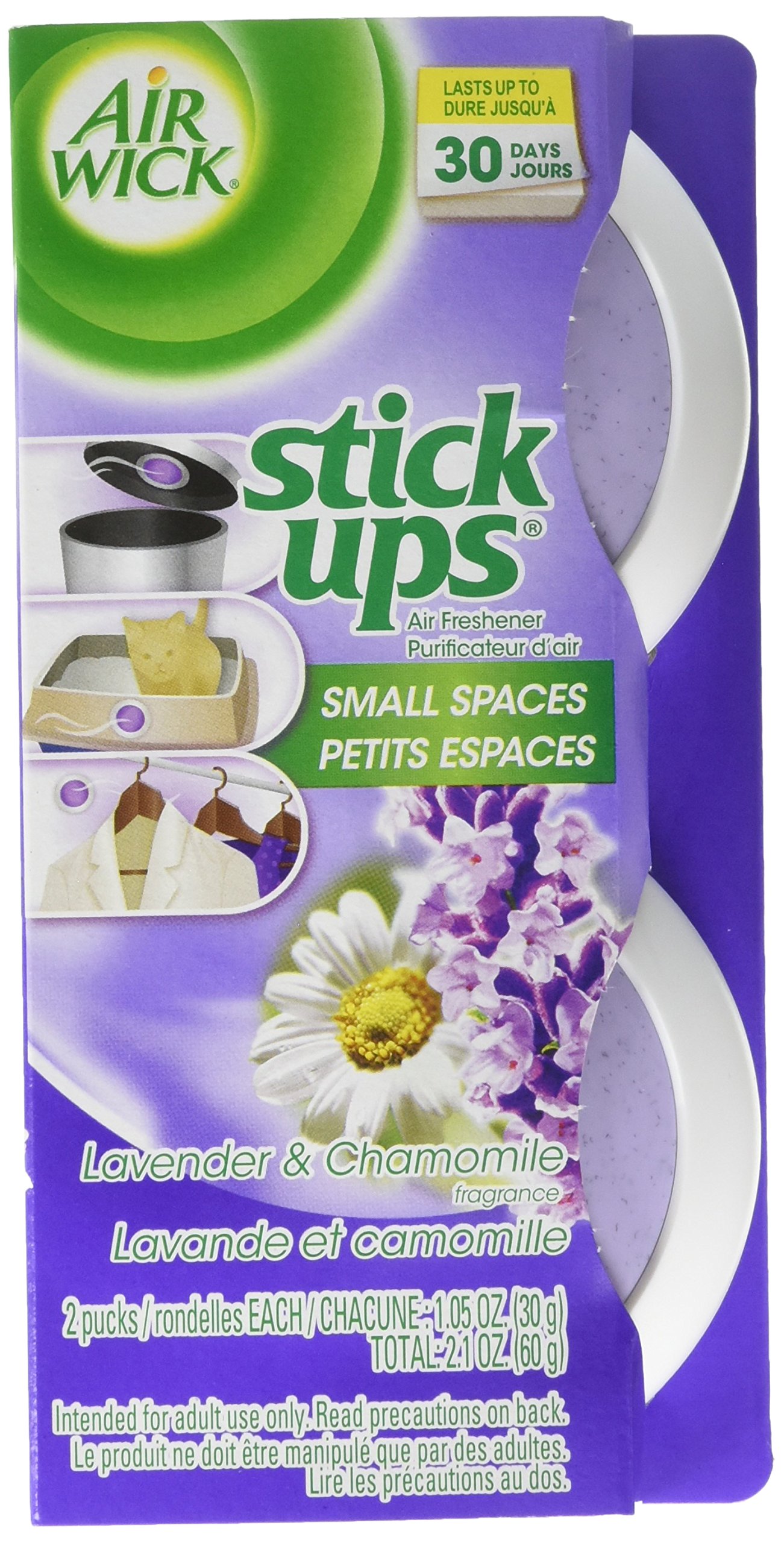 Air Wick Stick Ups Air Freshener Refills - Lavender & Chamomile Scent, 2.1 oz (6 Pack of 2ct) | Long-Lasting Odor Eliminator for Home, Bathroom, Office & Car